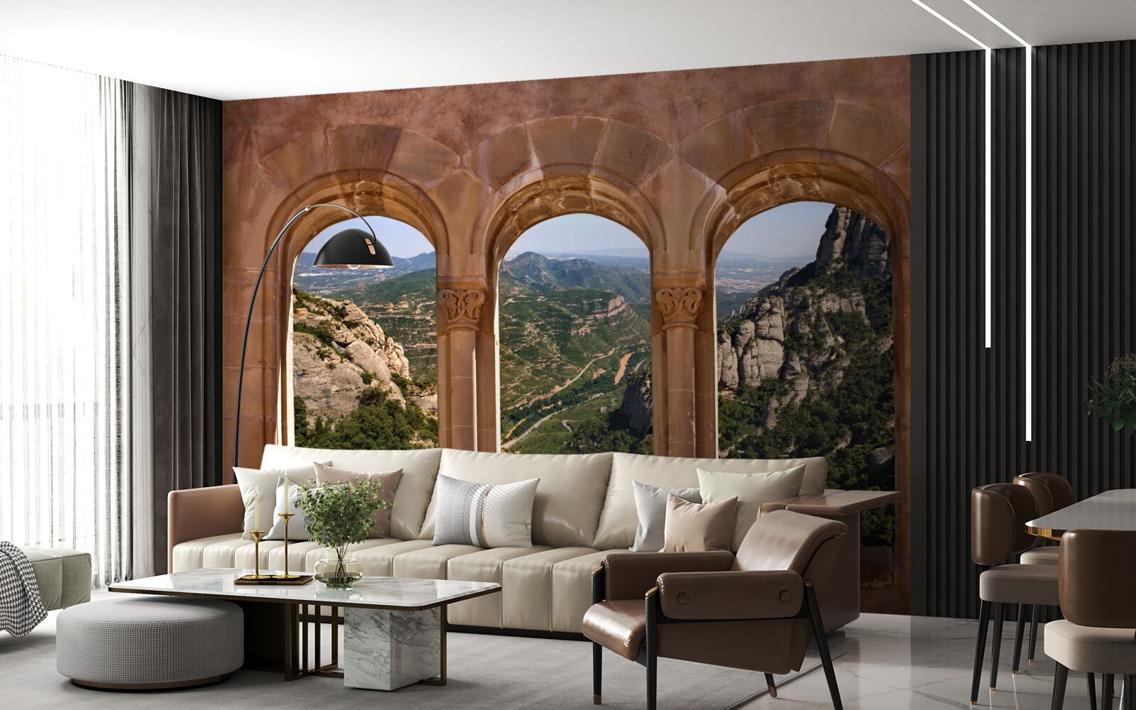 Фотошпалери віадук з видом на гірський ландшафт