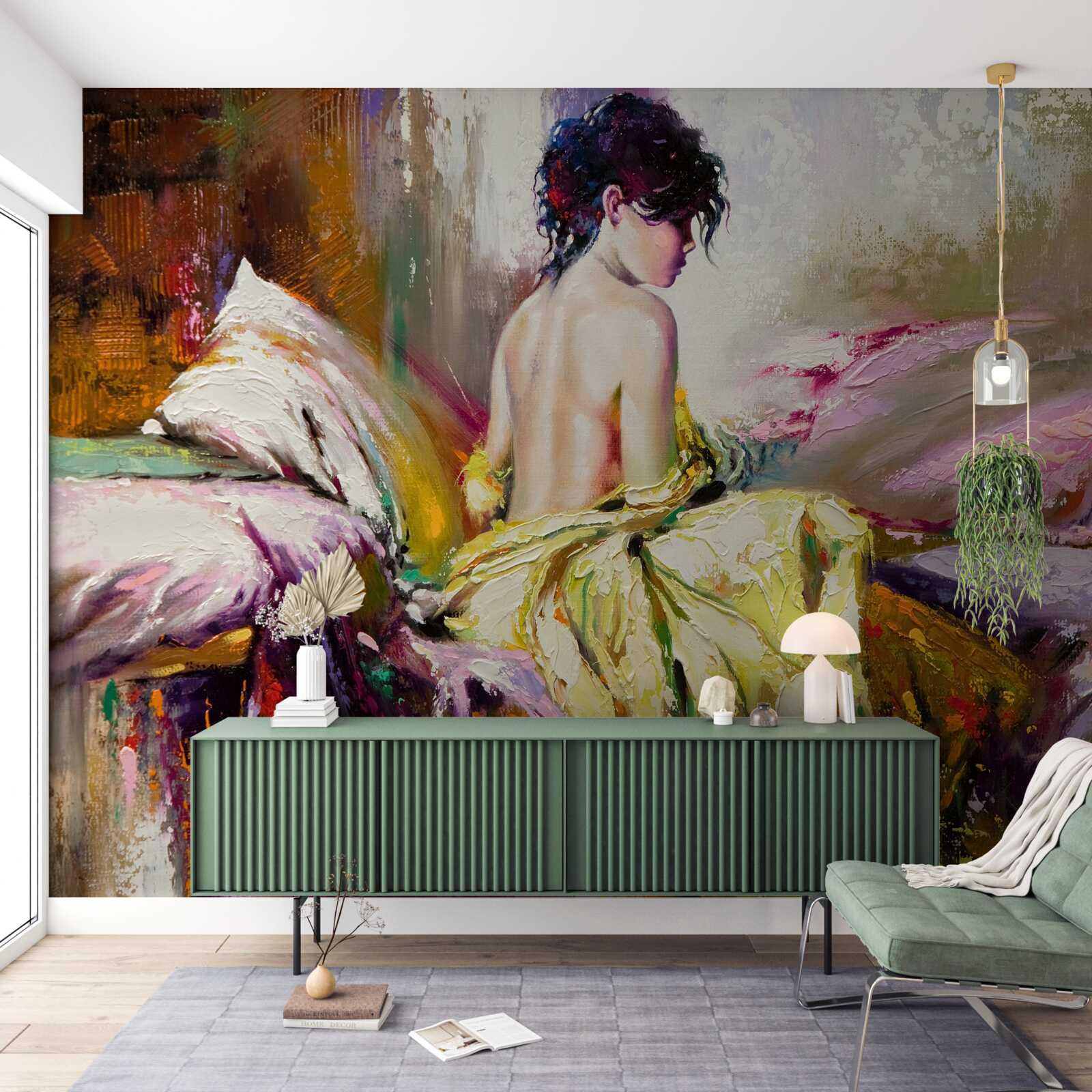 Фотошпалери зображення оголеної дівчини серед осінніх квітів