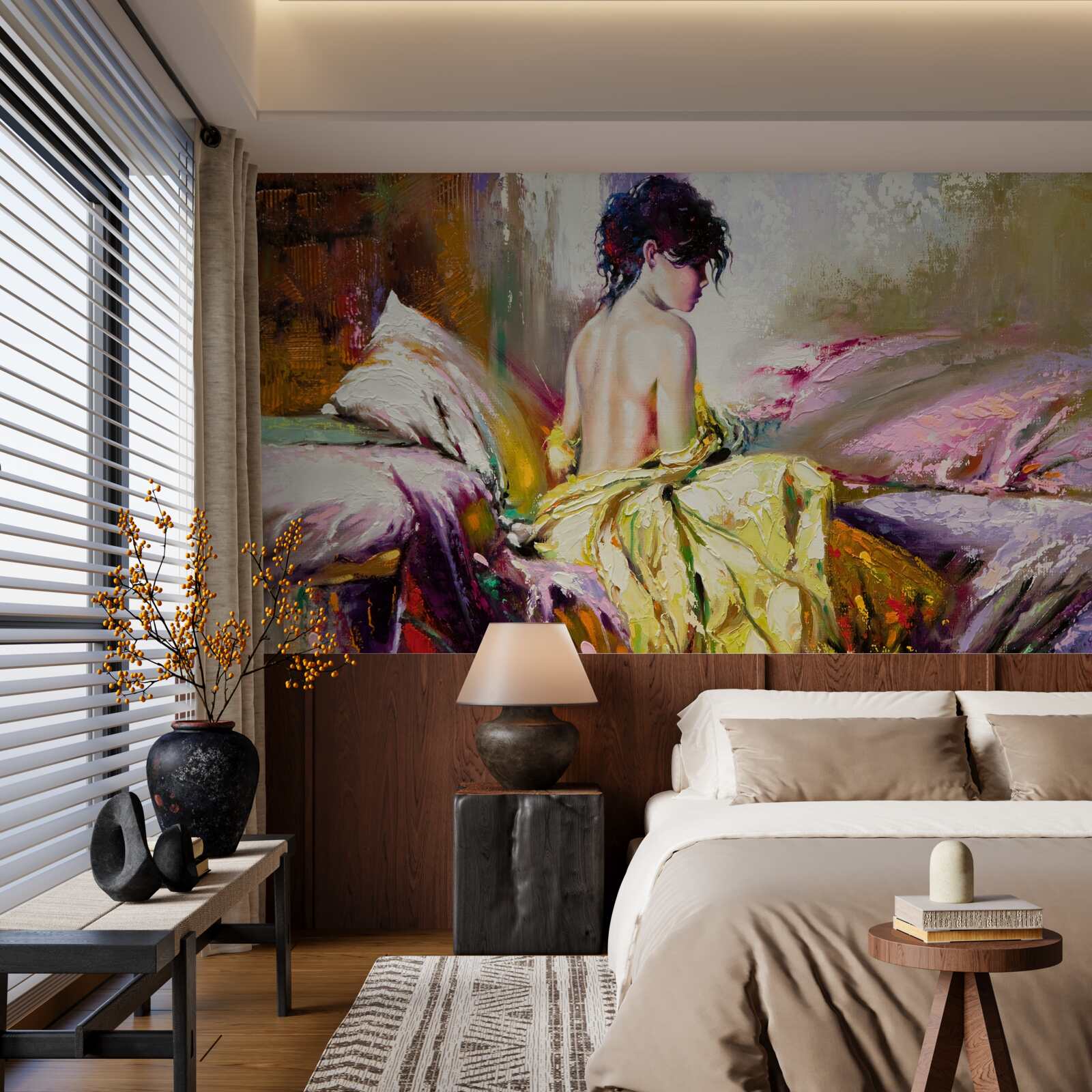 Фотошпалери зображення оголеної дівчини серед осінніх квітів