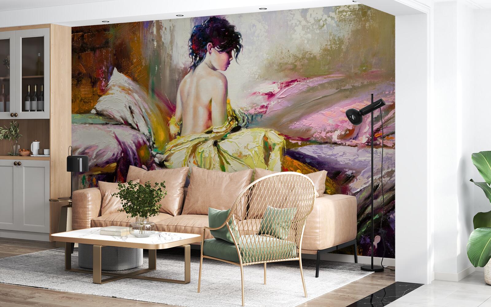 Фотошпалери зображення оголеної дівчини серед осінніх квітів