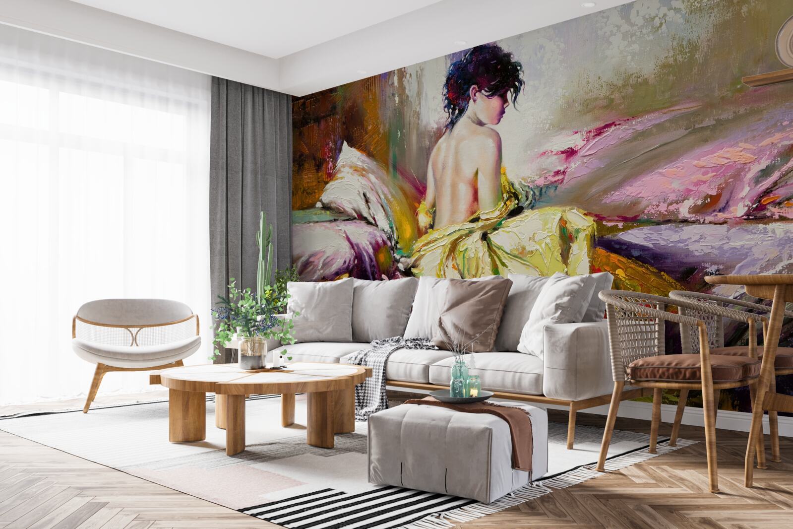 Фотошпалери зображення оголеної дівчини серед осінніх квітів