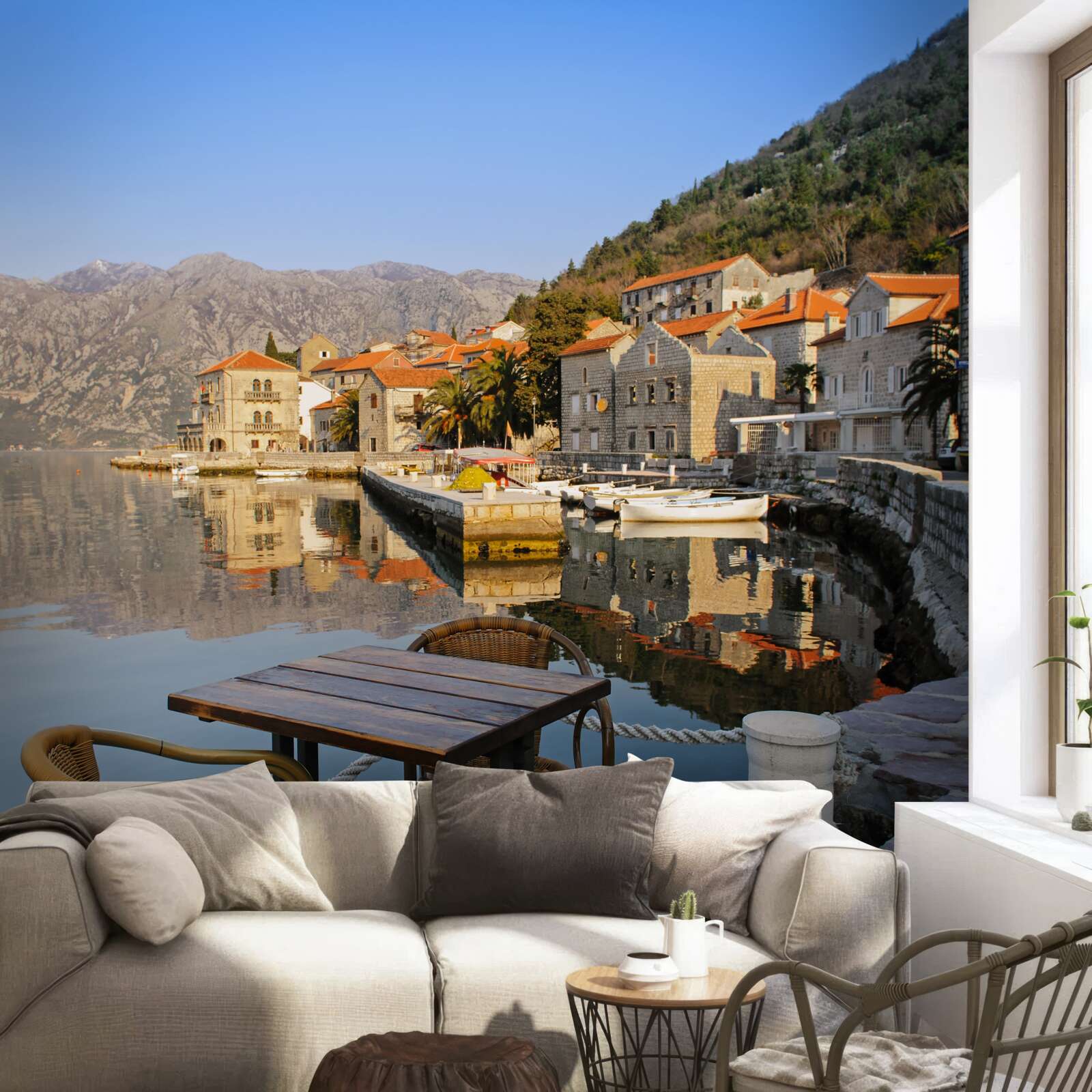 Фотошпалери комфортний простір для відпочинку на березі річки