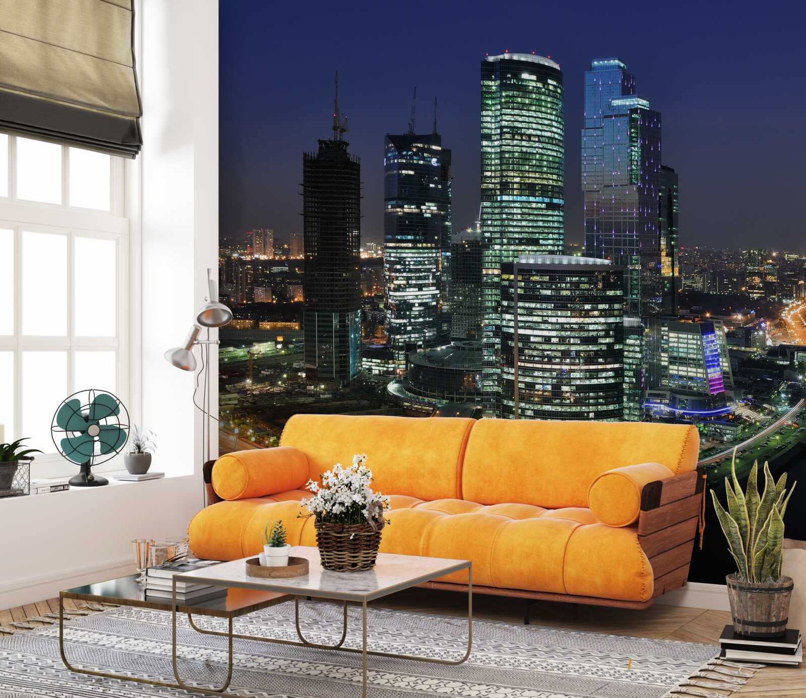 Фотошпалери міські хмарочоси, підсвічені вогнями
