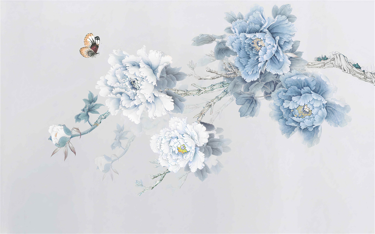 Фотошпалери метелик сидить біля гілок розквітлих квітів