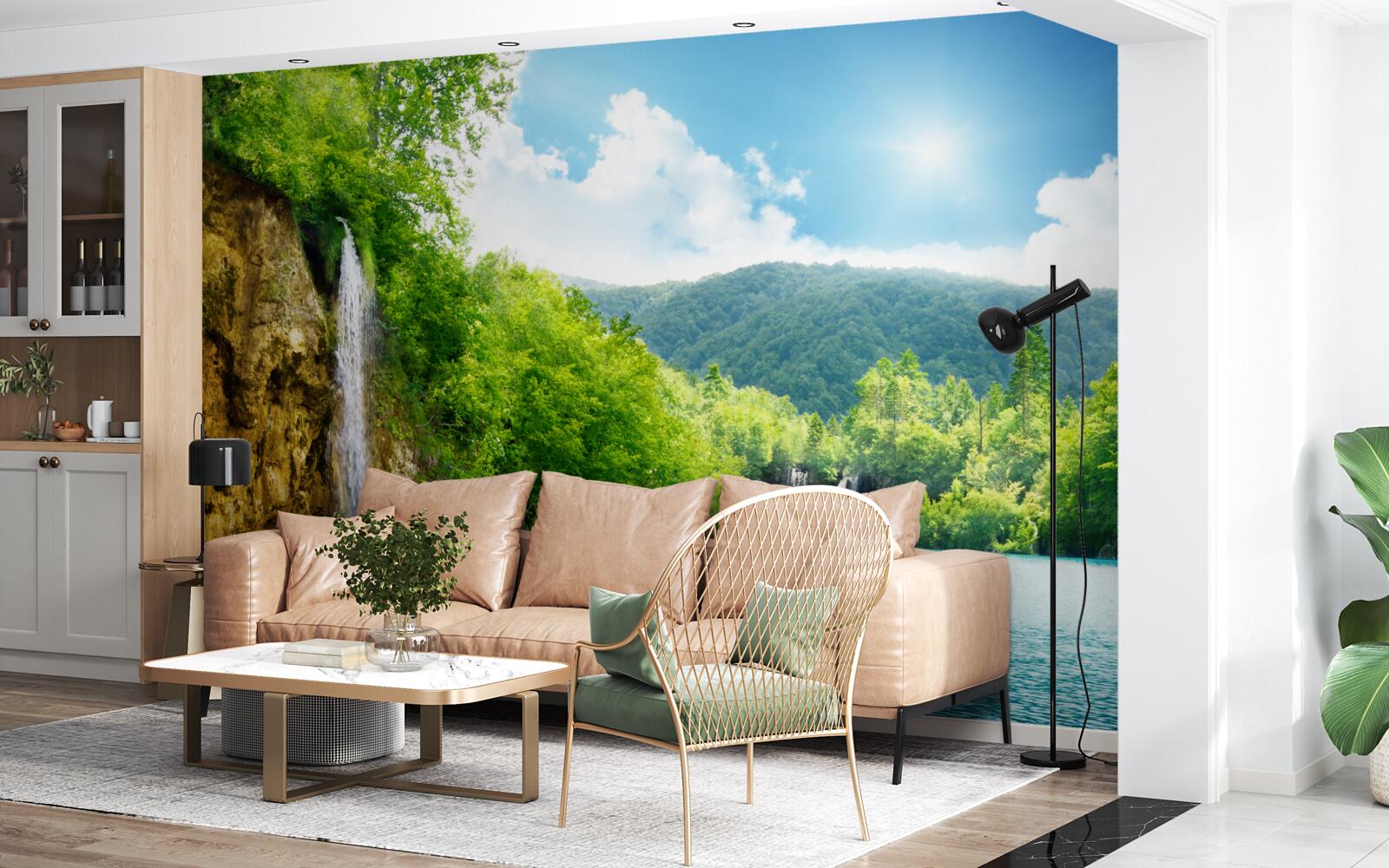 Фотошпалери водоспад у самому серці густого гірського лісу