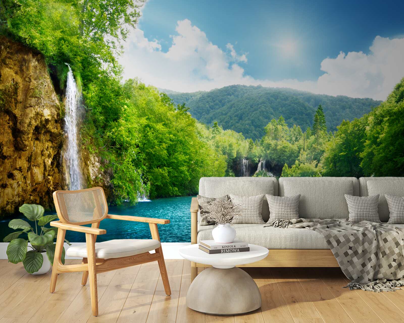 Фотошпалери водоспад у самому серці густого гірського лісу