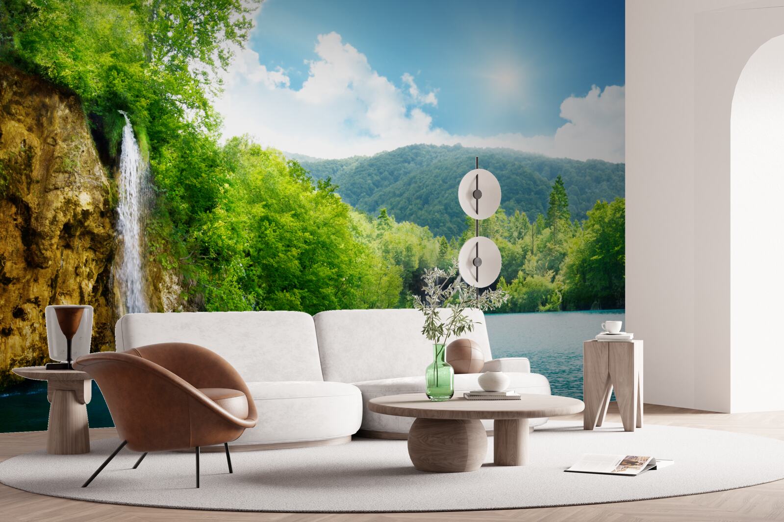 Фотошпалери водоспад у самому серці густого гірського лісу