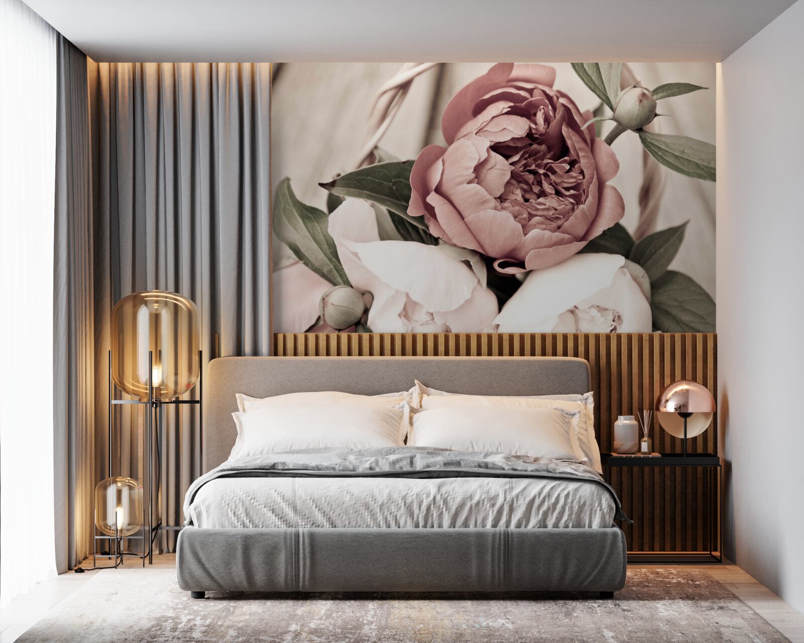 Фотошпалери ніжна троянда з пишними пелюстками, схожими на півонії