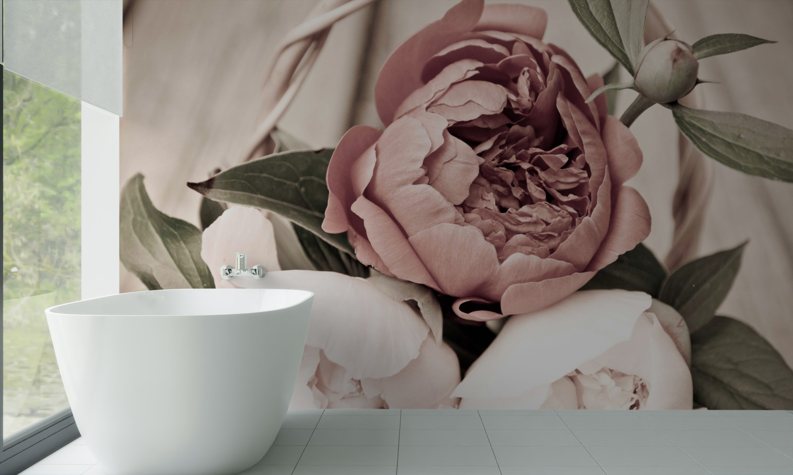 Фотошпалери ніжна троянда з пишними пелюстками, схожими на півонії