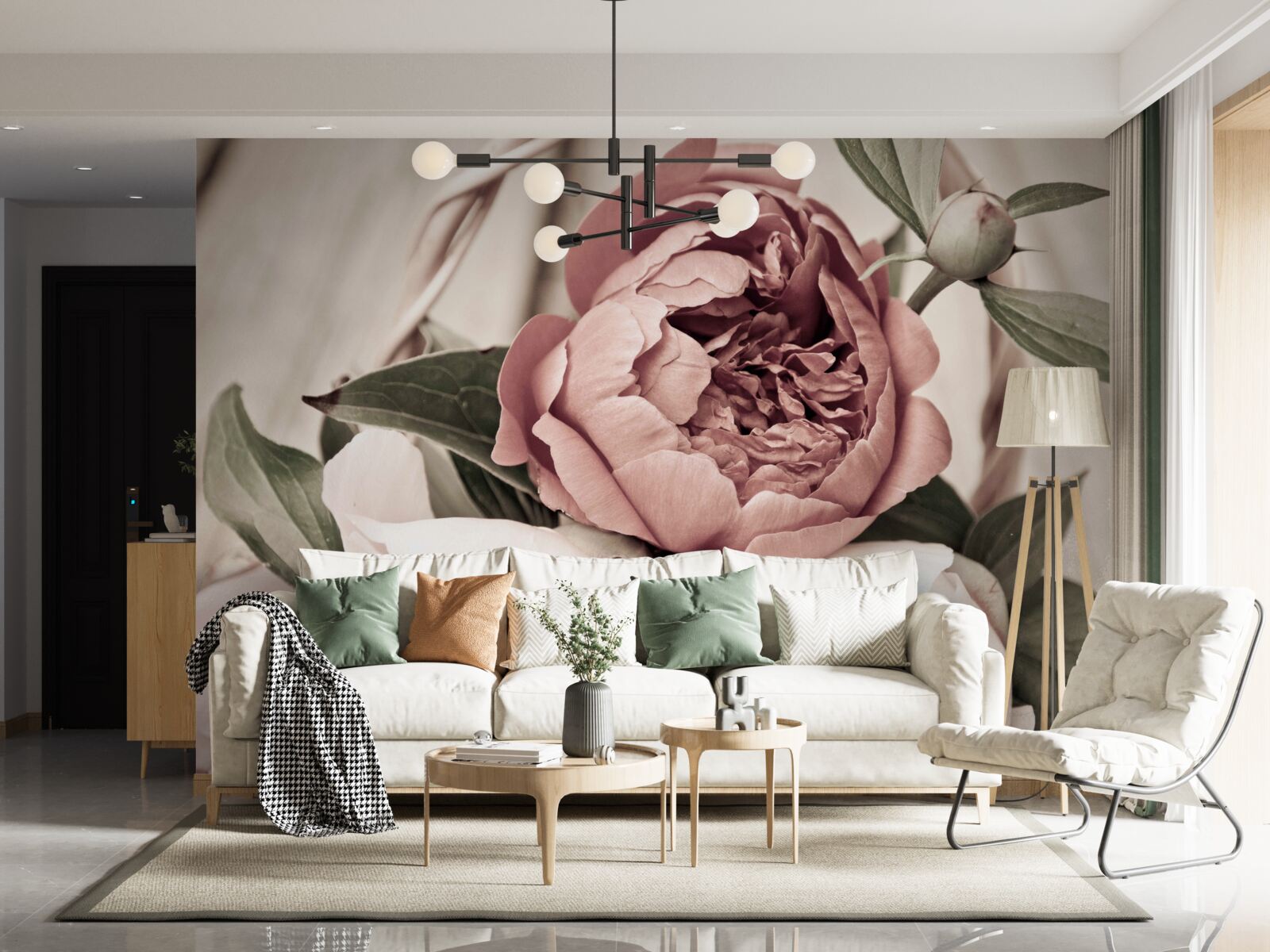 Фотошпалери ніжна троянда з пишними пелюстками, схожими на півонії