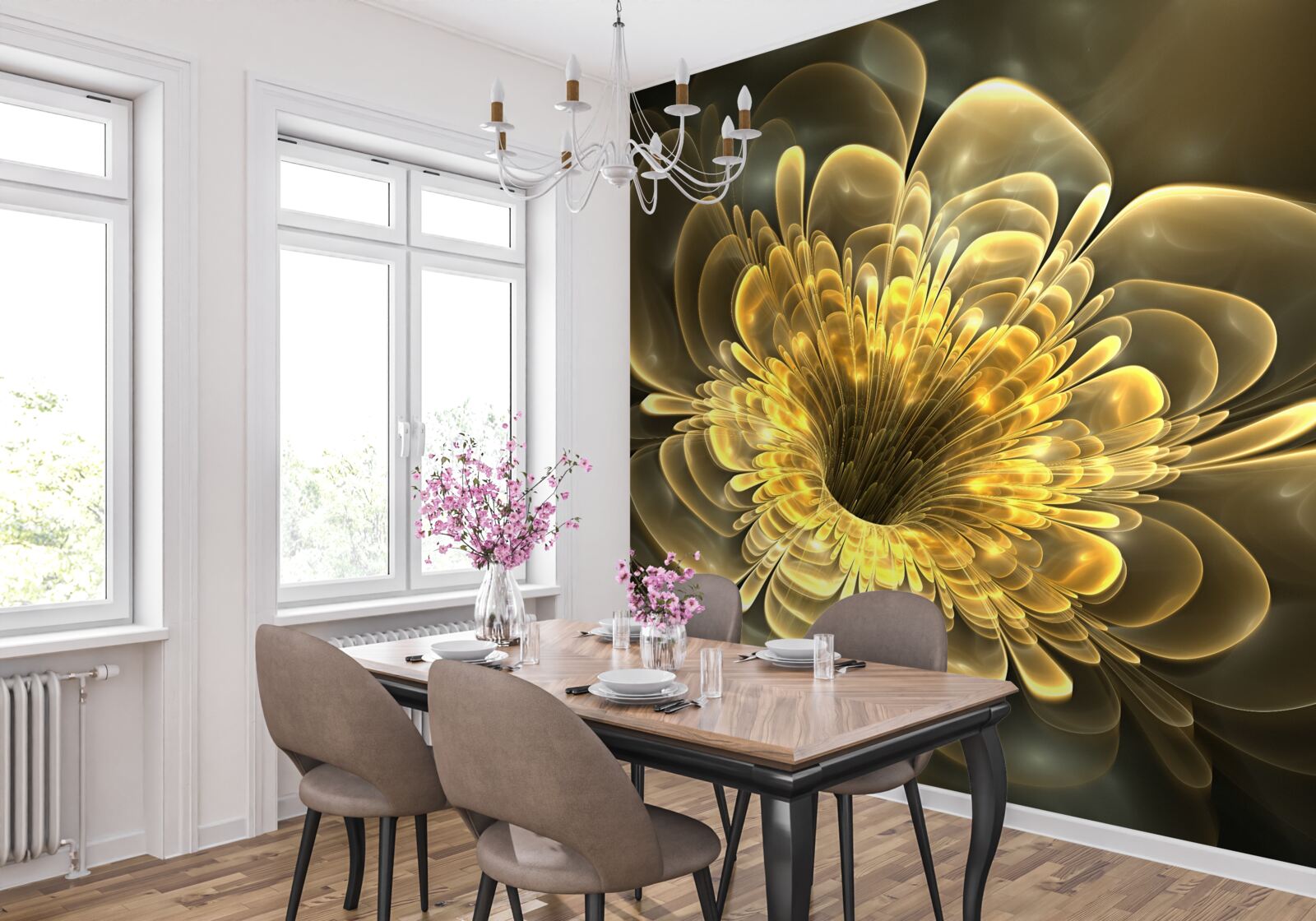 Фотошпалери прозорий жовтий бутон