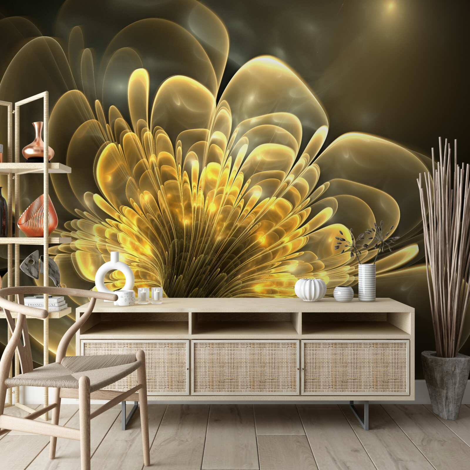 Фотошпалери прозорий жовтий бутон