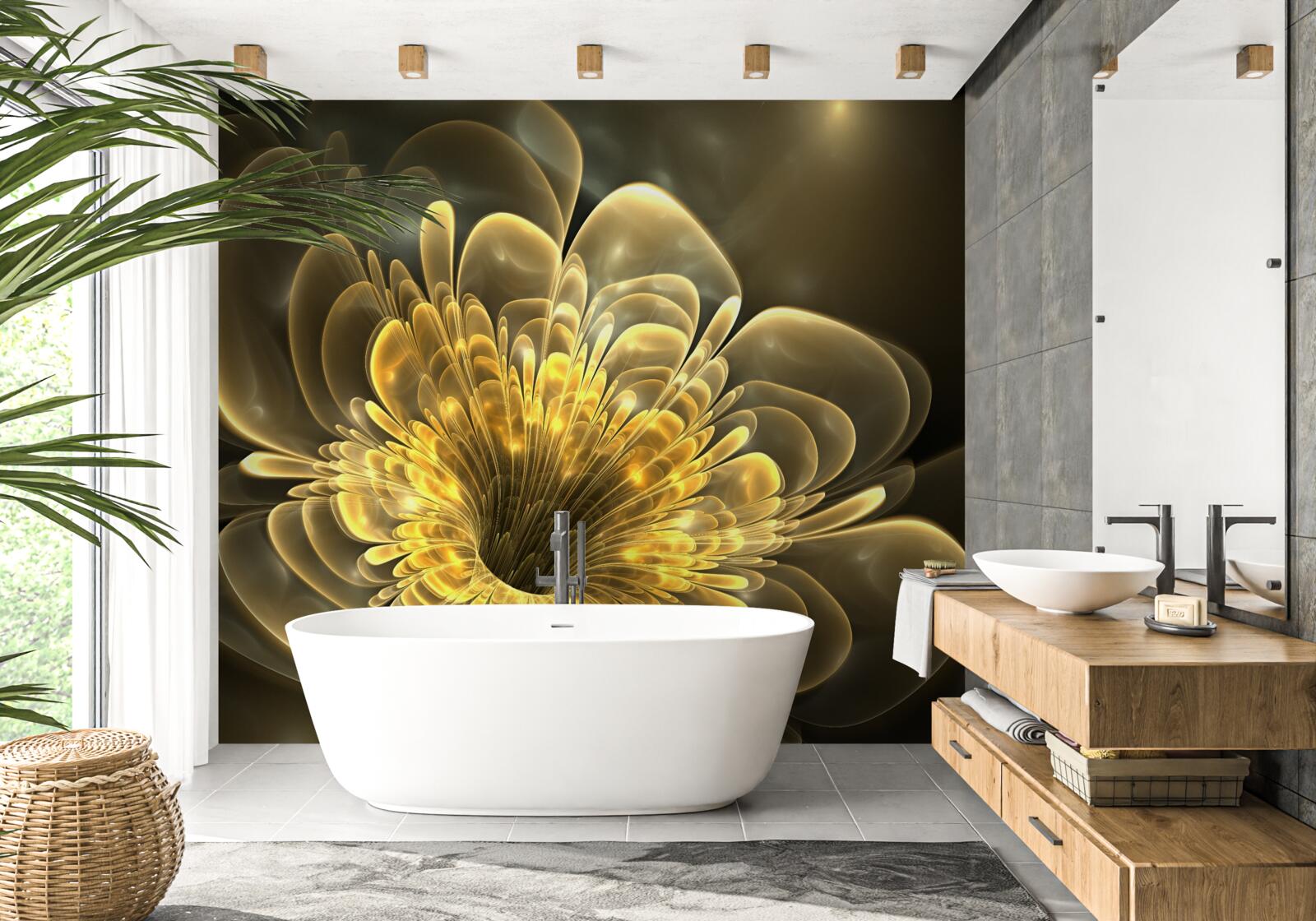 Фотошпалери прозорий жовтий бутон