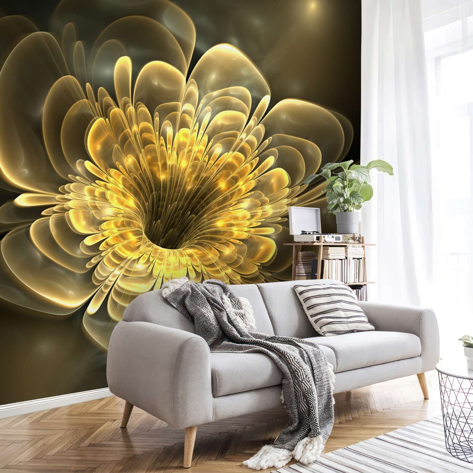 Фотошпалери прозорий жовтий бутон