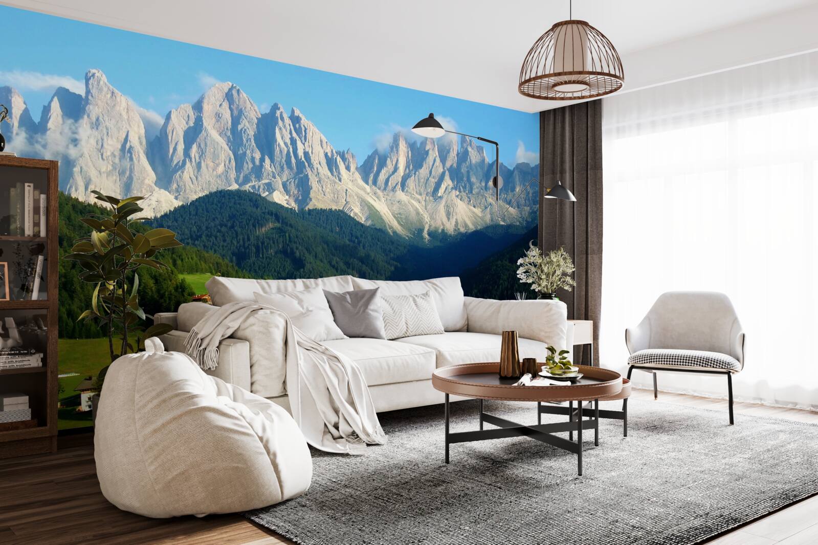 Фотошпалери село на галявині біля підніжжя гір