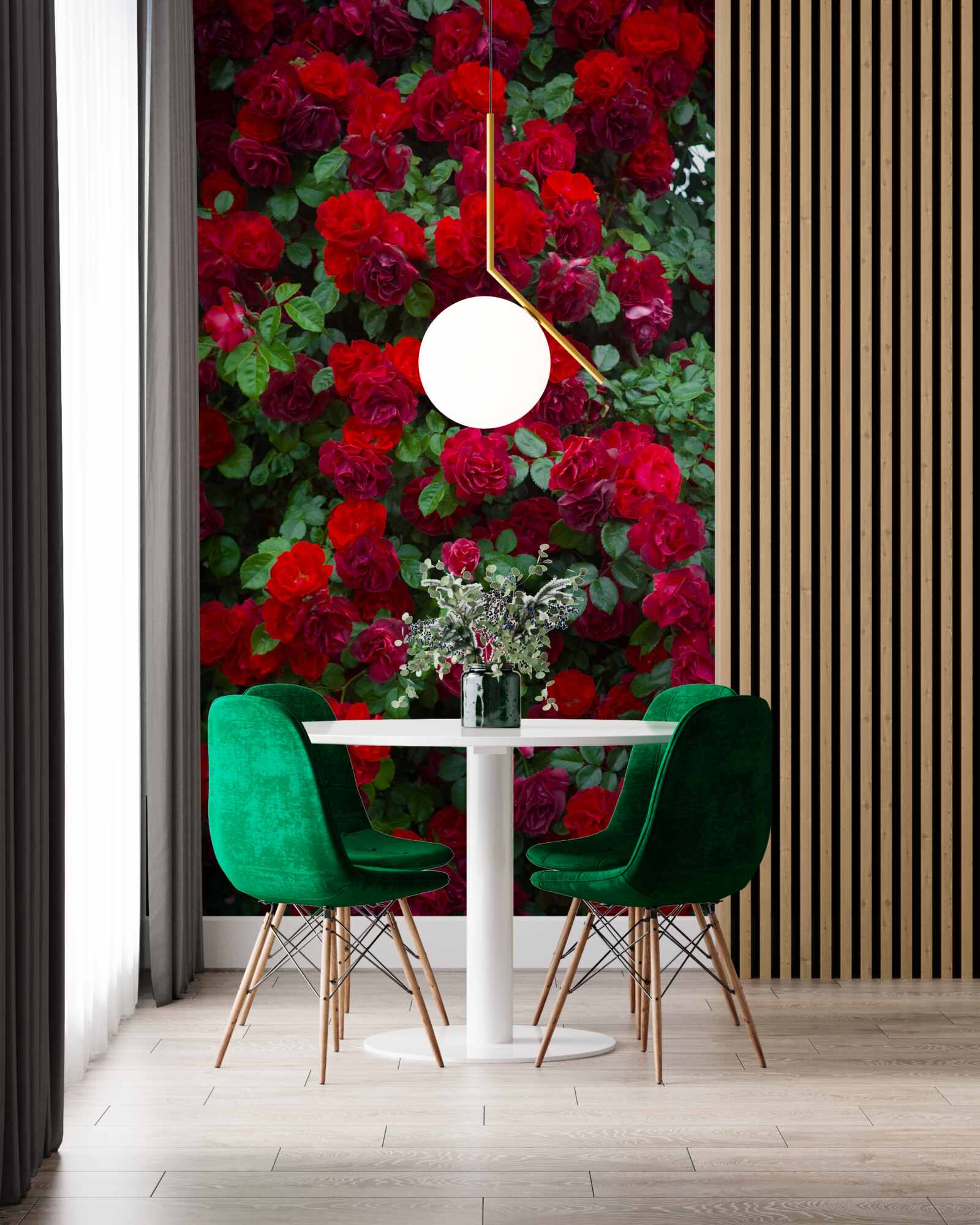 Фотошпалери кущ червоної троянди