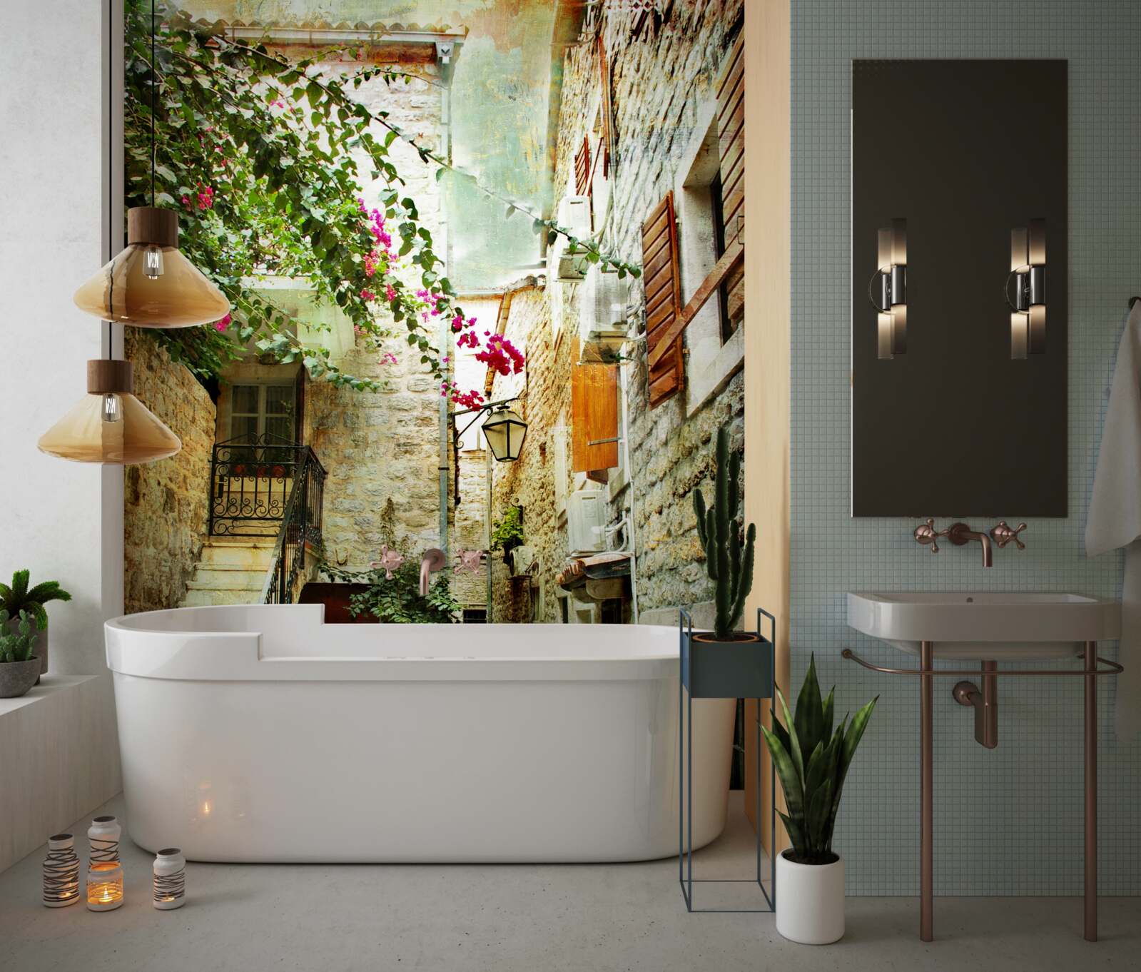 Фотошпалери акварель із зображенням старовинної вулиці