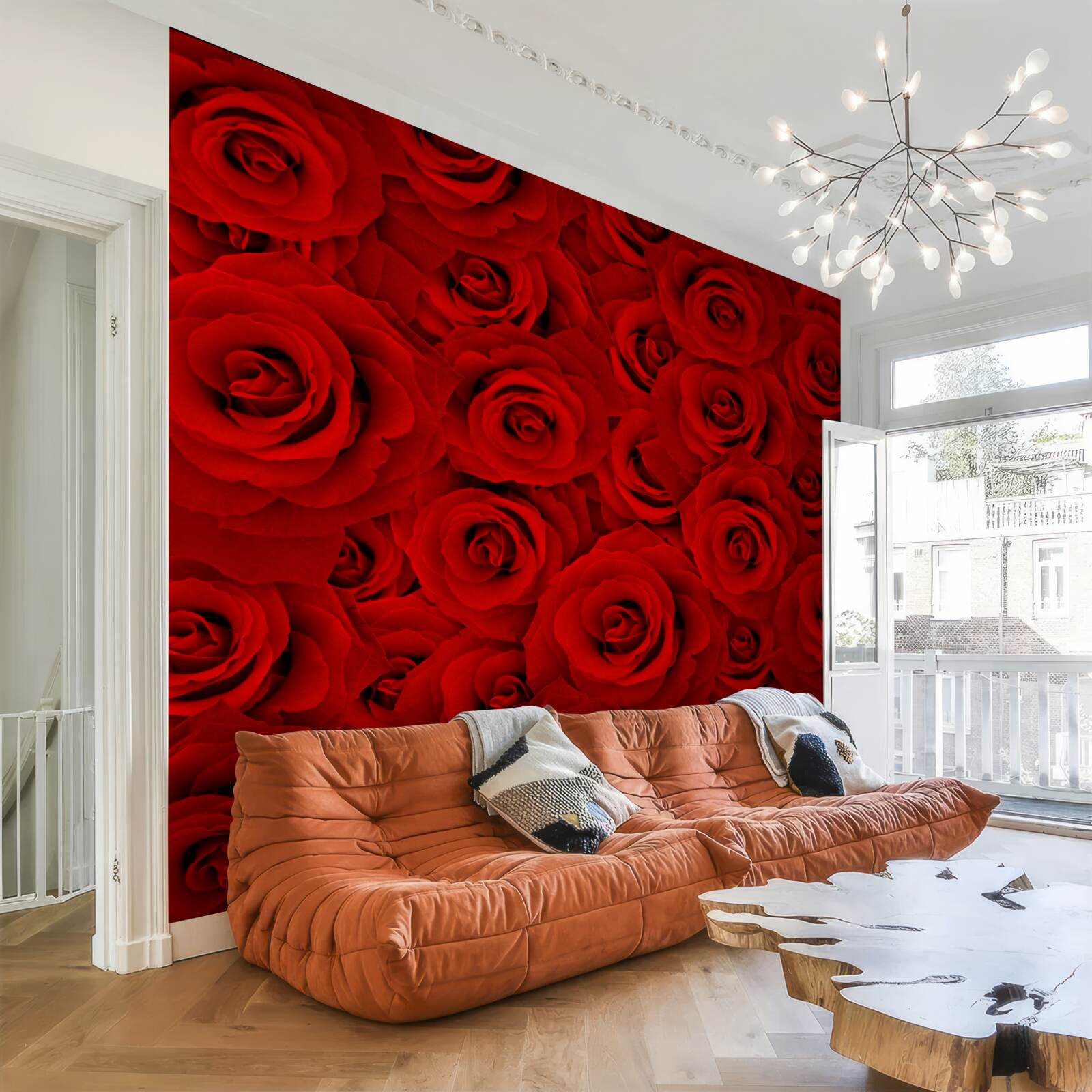 Фотошпалери багато червоних троянд