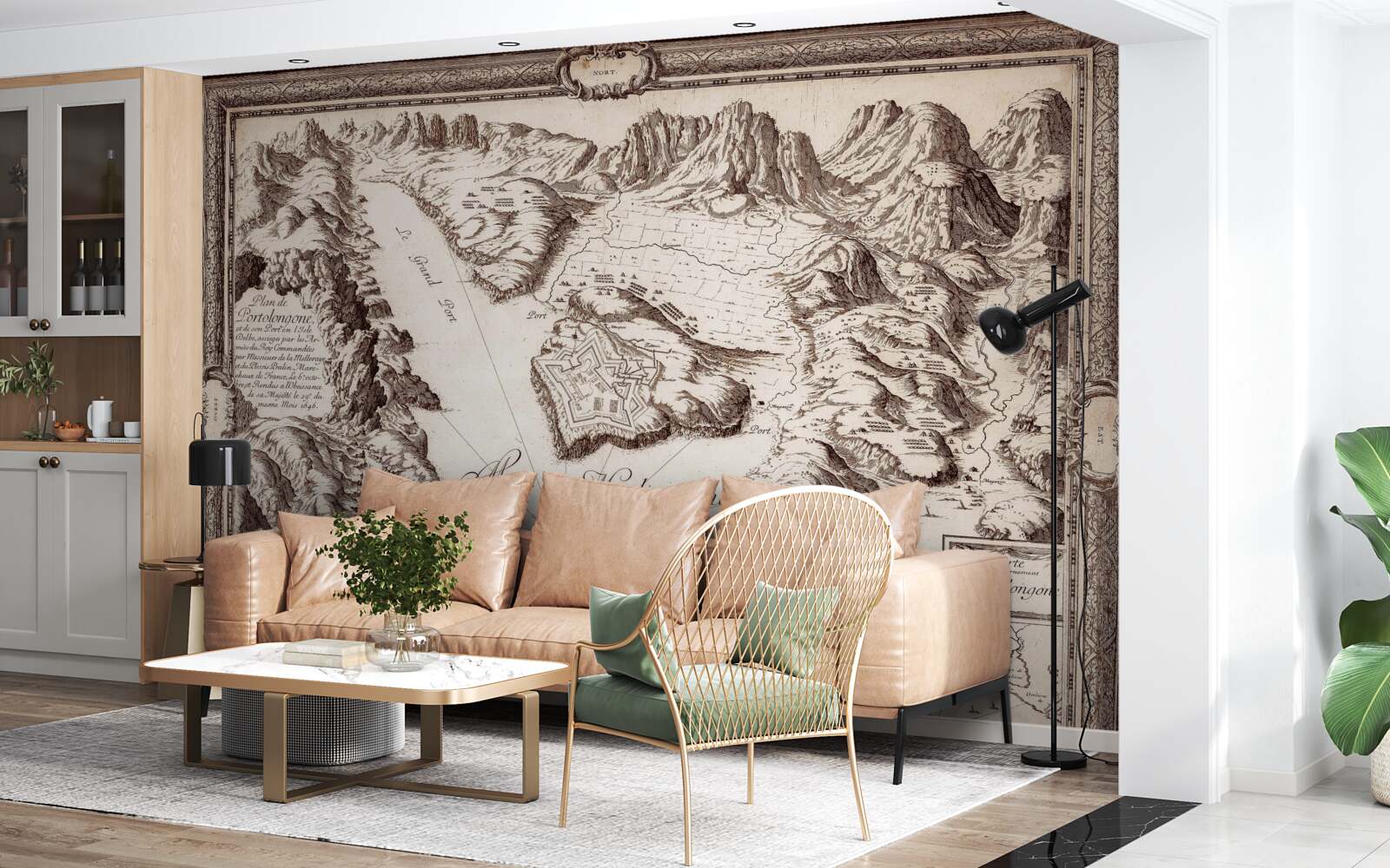 Фотошпалери стародавня карта архіпелагів в океані