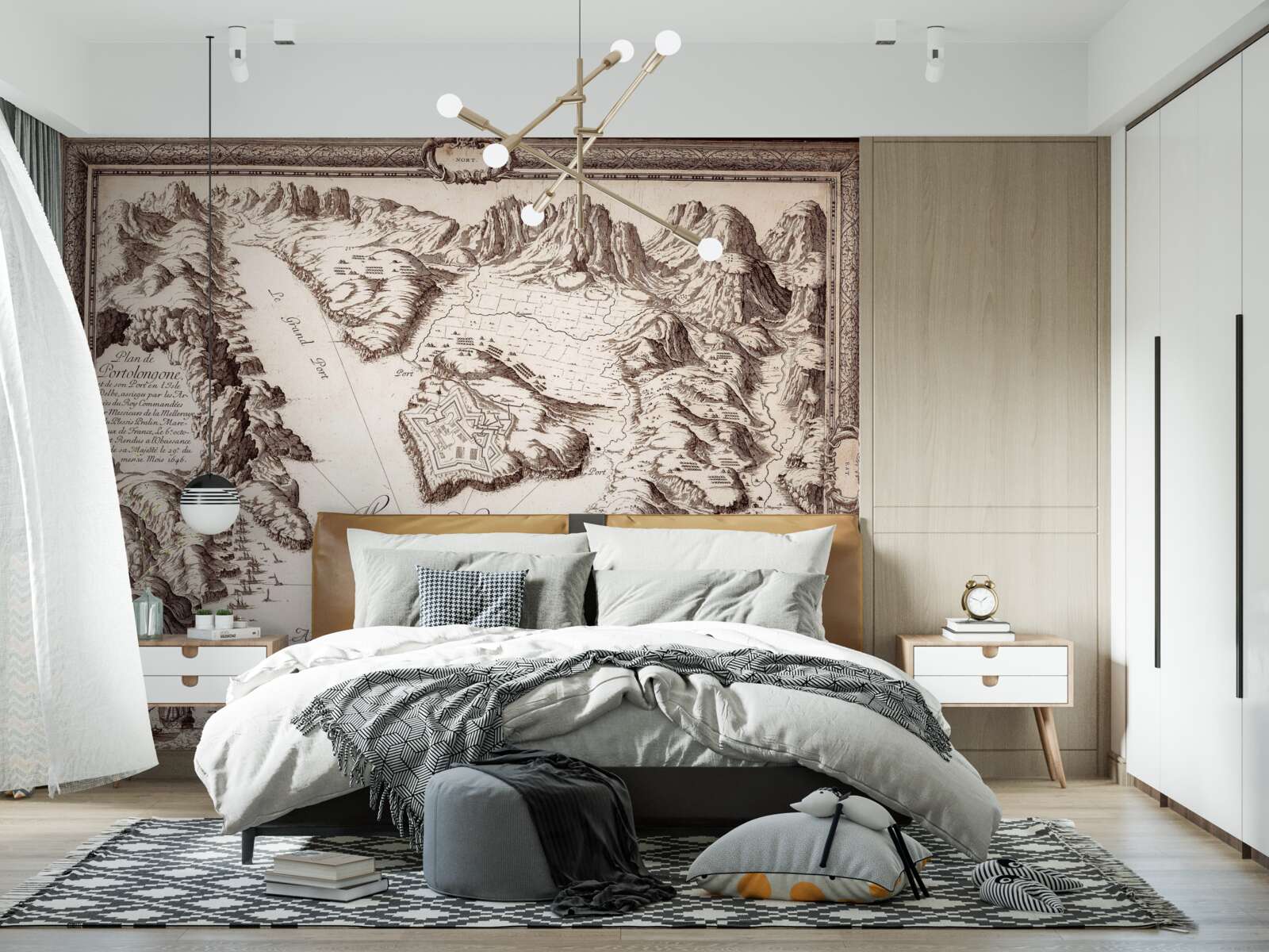 Фотошпалери стародавня карта архіпелагів в океані