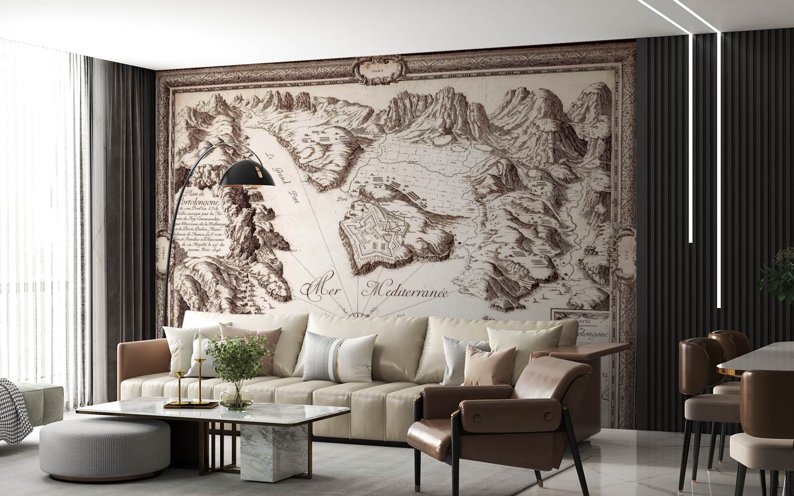 Фотошпалери стародавня карта архіпелагів в океані