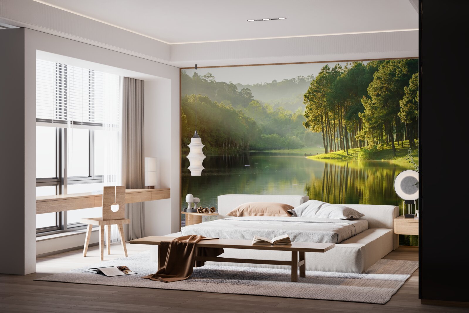 Фотошпалери ранковий туман стелиться лісом