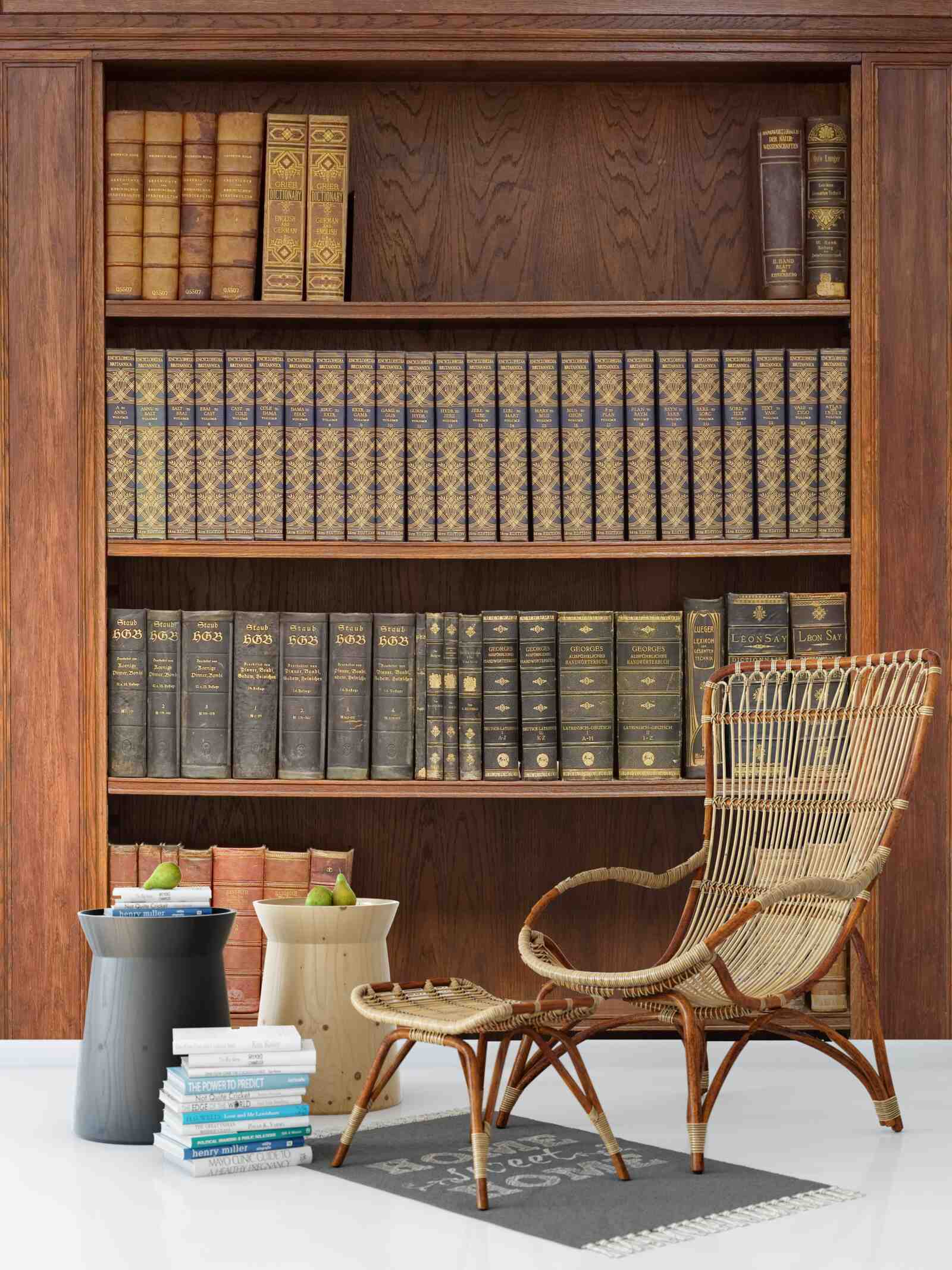 Фотошпалери полиця, заповнена різними книгами