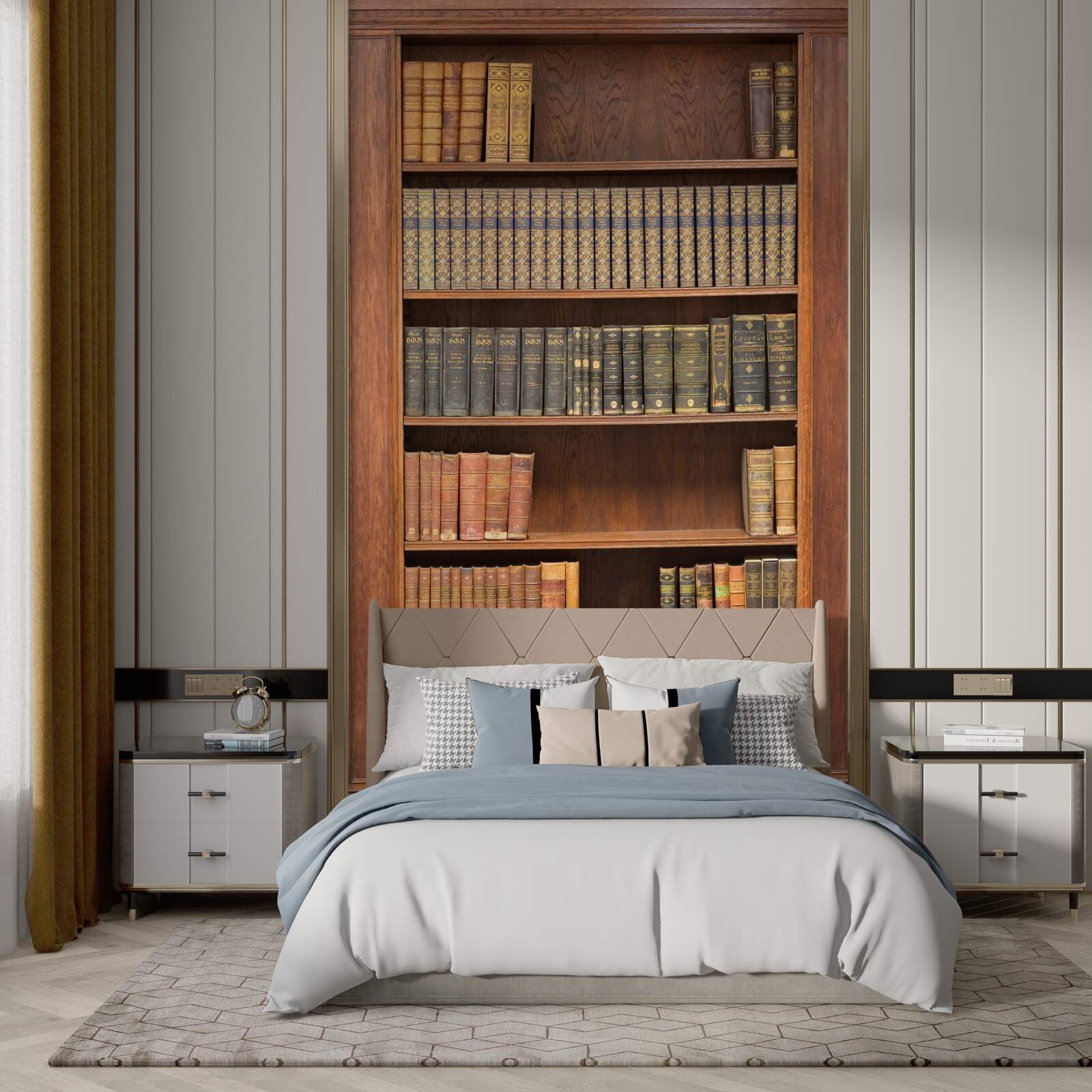 Фотошпалери полиця, заповнена різними книгами