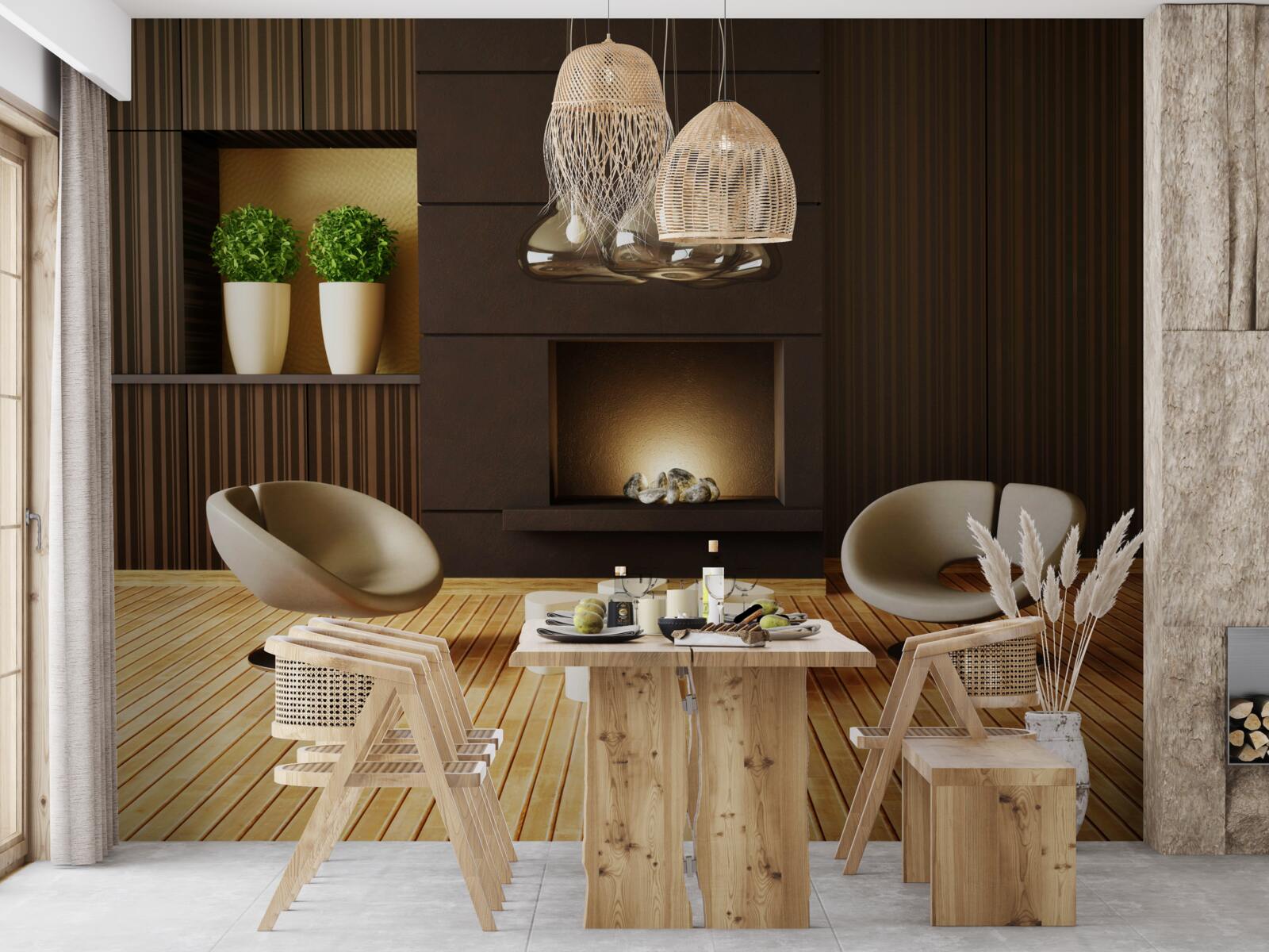 Фотошпалери комунікаційна зона біля каміна