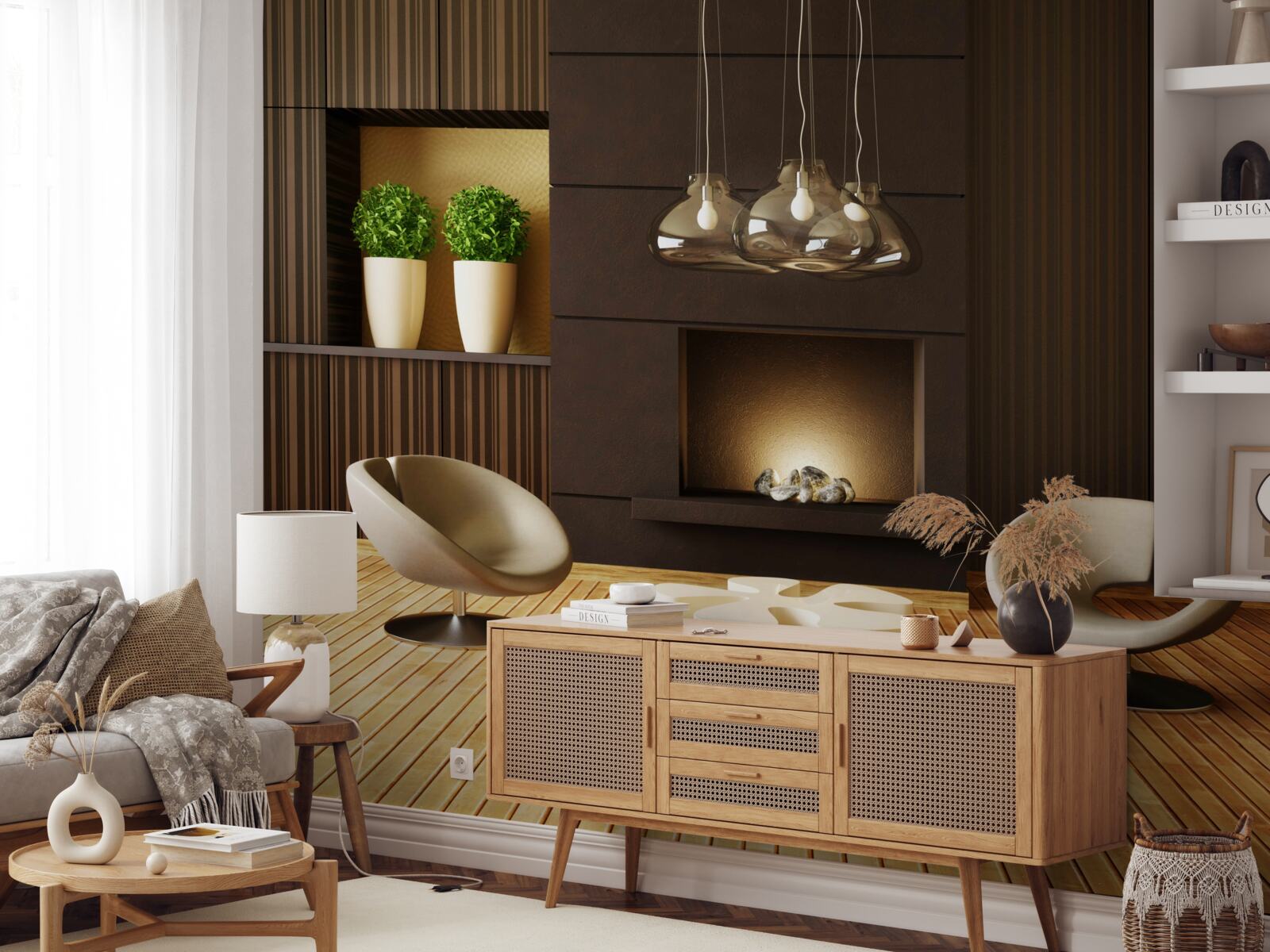 Фотошпалери комунікаційна зона біля каміна