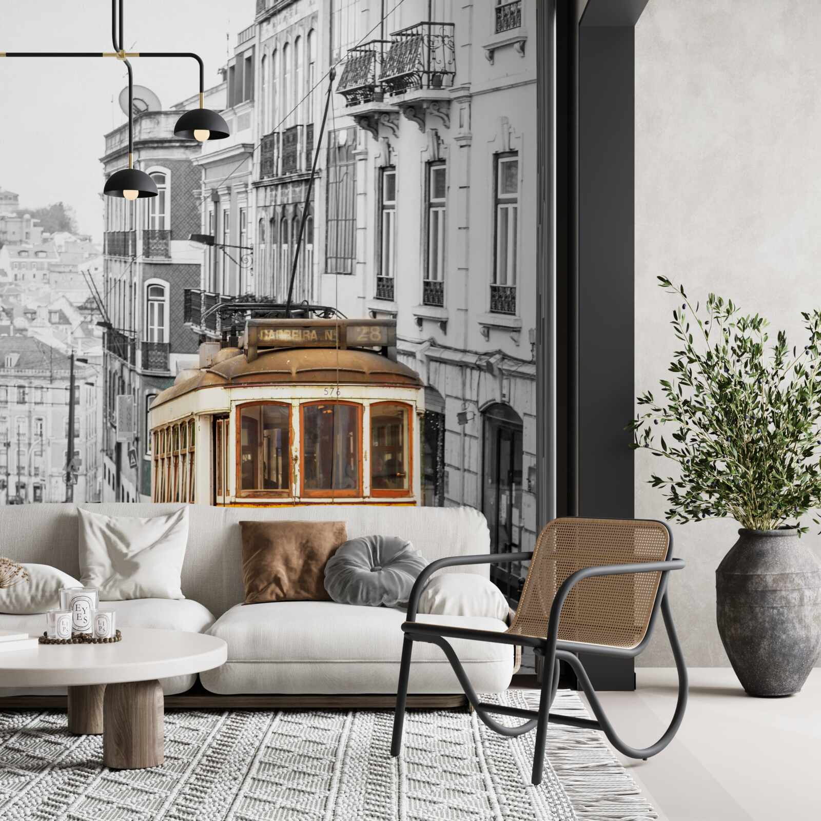 Фотошпалери Жовтий трамвай на пагорбах Сан-Франциско