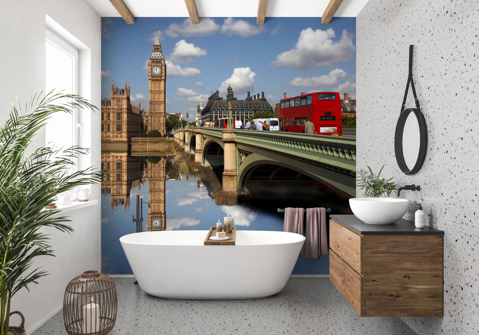 Фотошпалери переправа через річку, що веде до Великої Бени