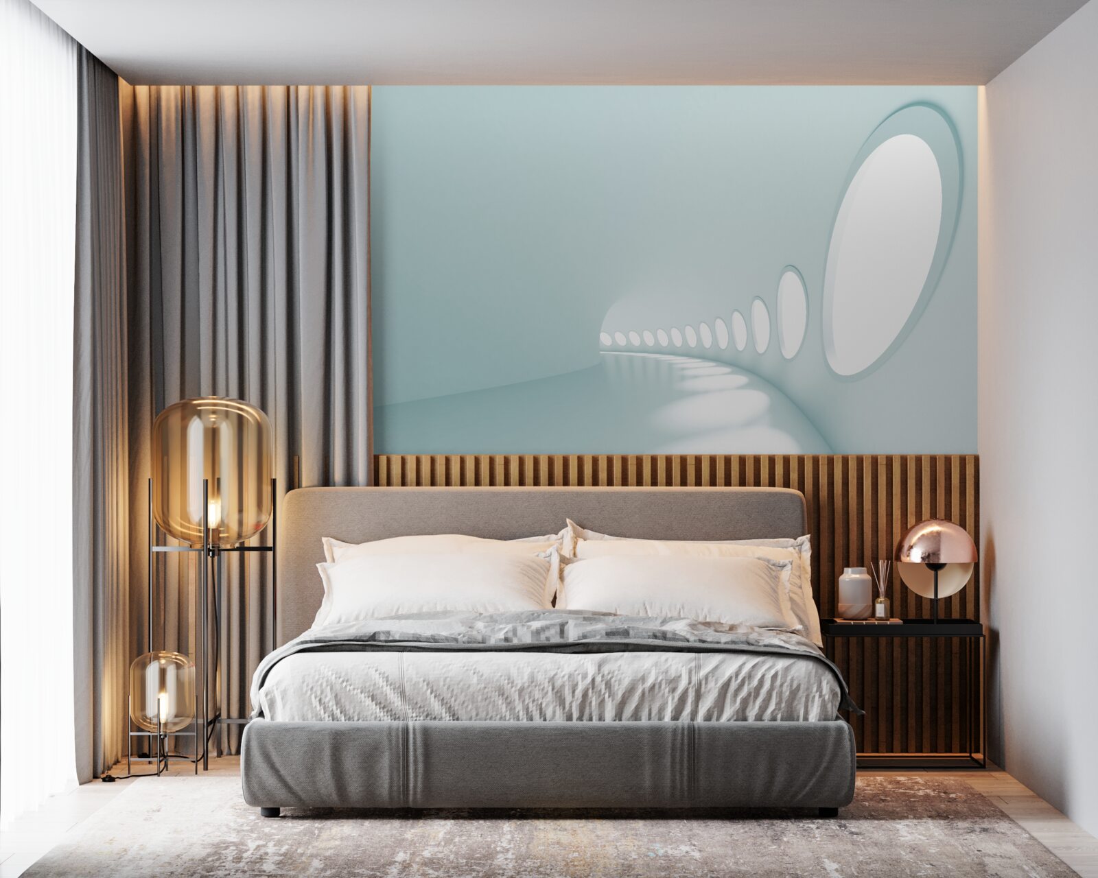 Фотошпалери тунель зі зміною напрямку в абстрактній формі