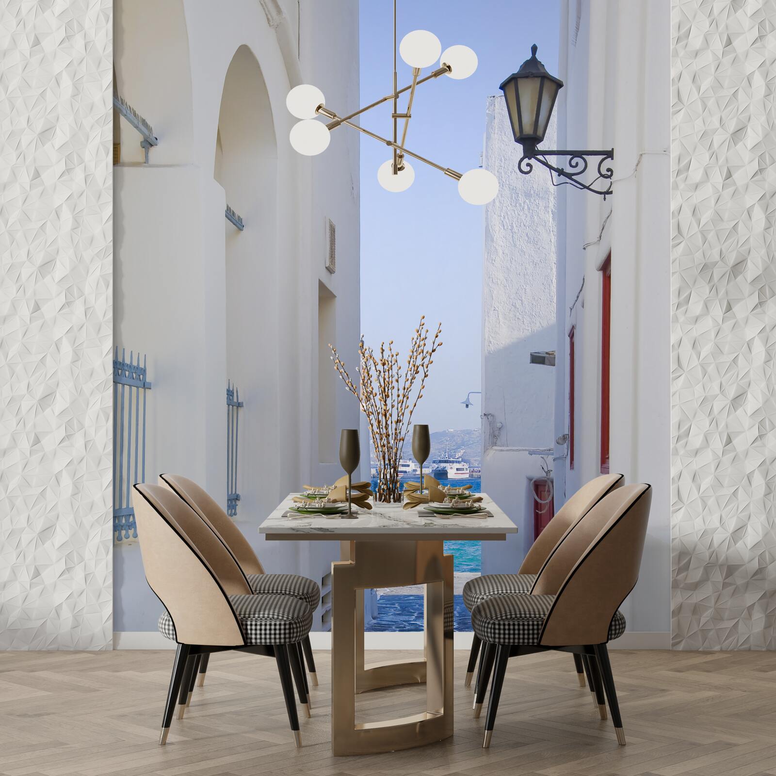 Фотошпалери вузька дорога до узбережжя в греції