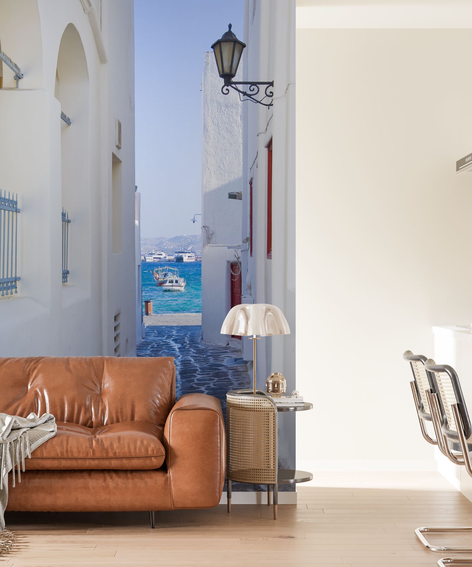 Фотошпалери вузька дорога до узбережжя в греції