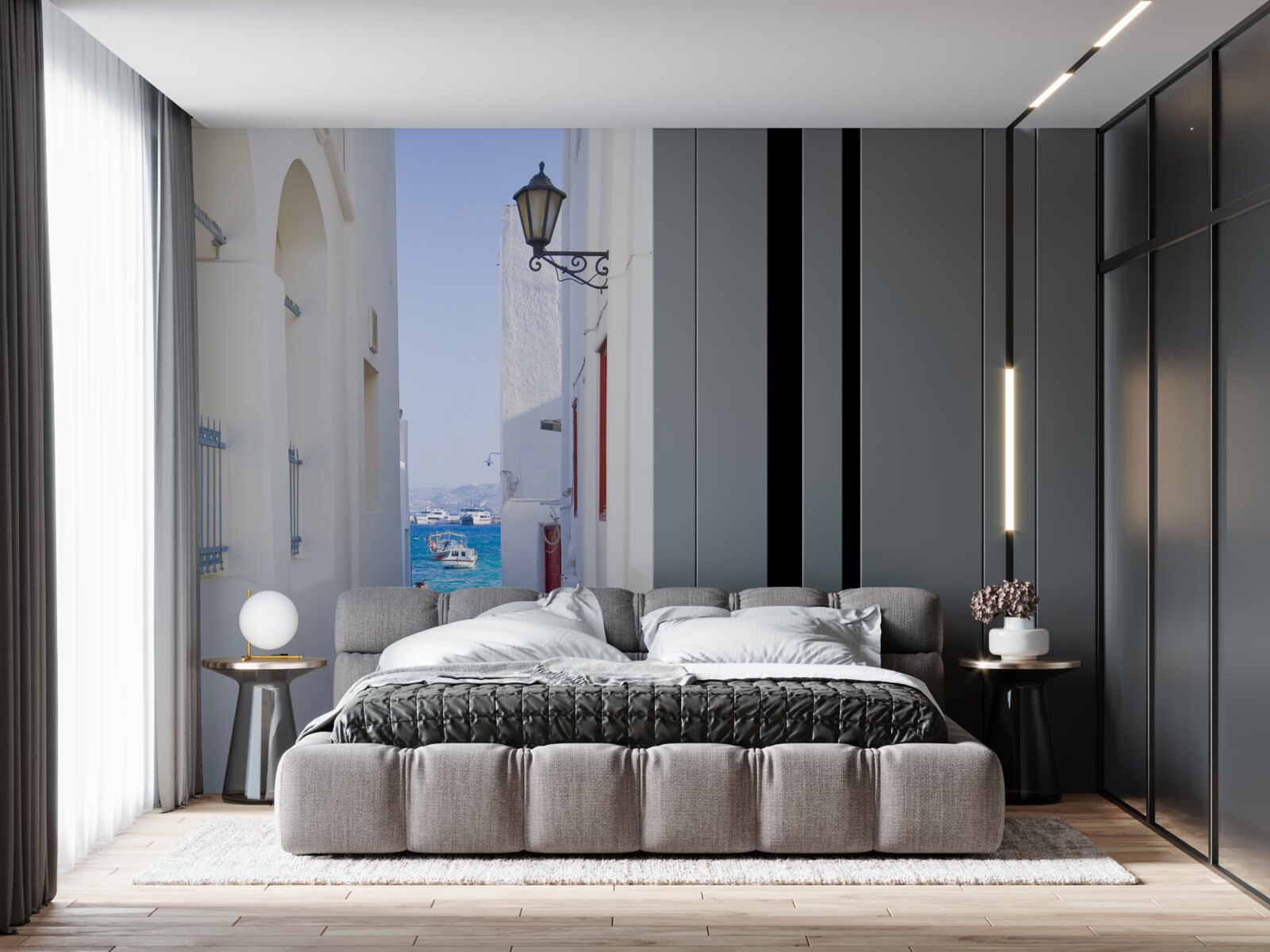 Фотошпалери вузька дорога до узбережжя в греції