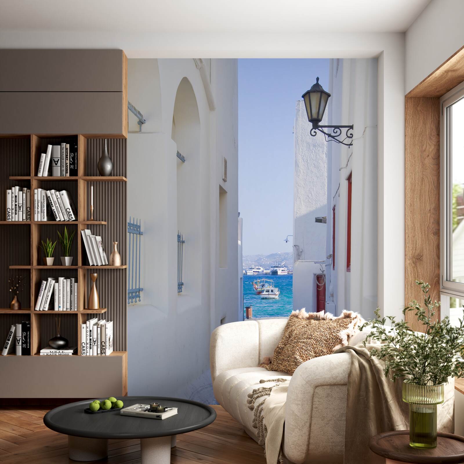 Фотошпалери вузька дорога до узбережжя в греції