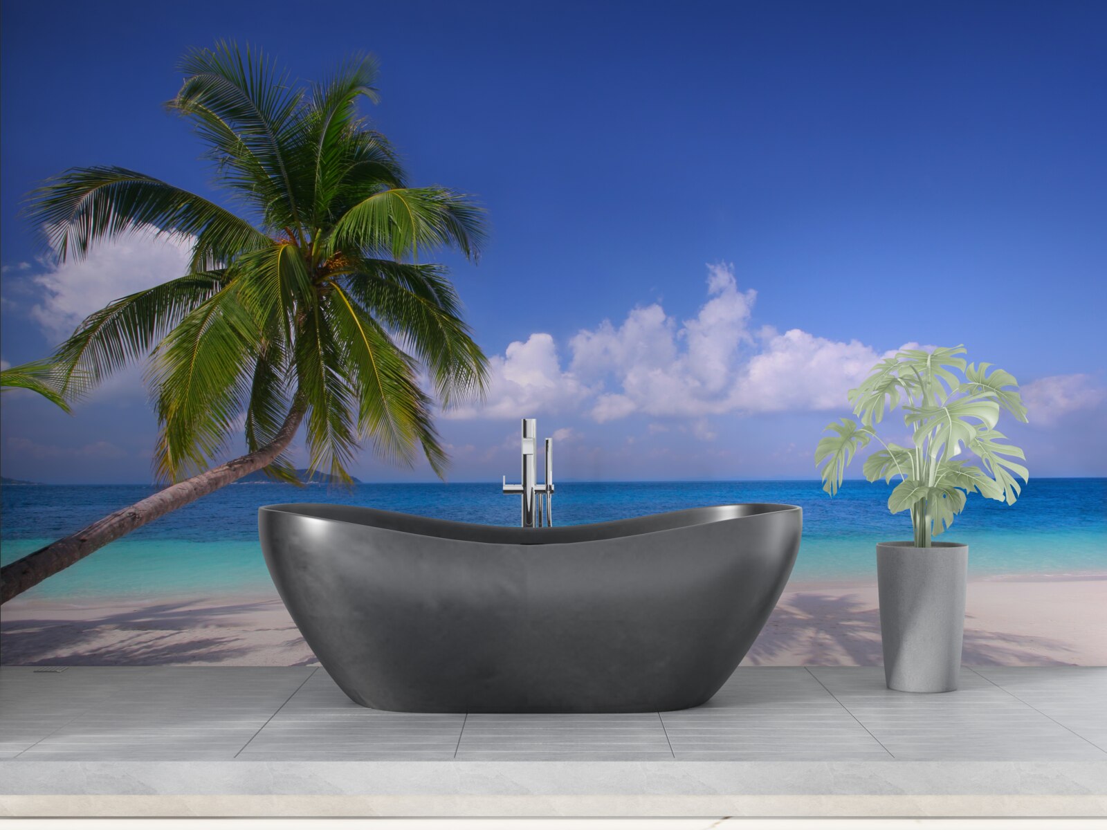 Фотошпалери пальма на ідилічному березі