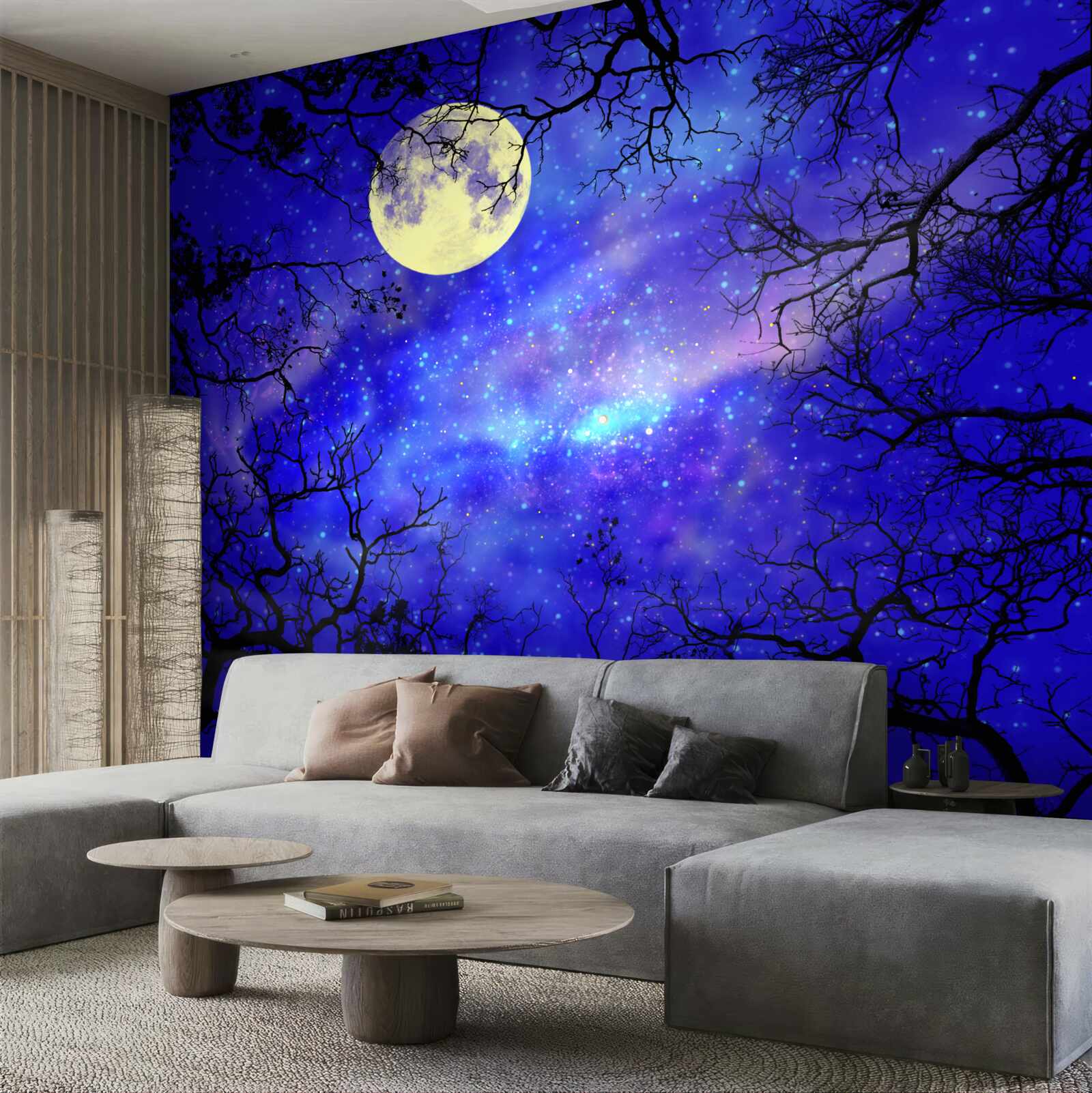 Фотошпалери місячне світло освітлює зоряне нічне небо