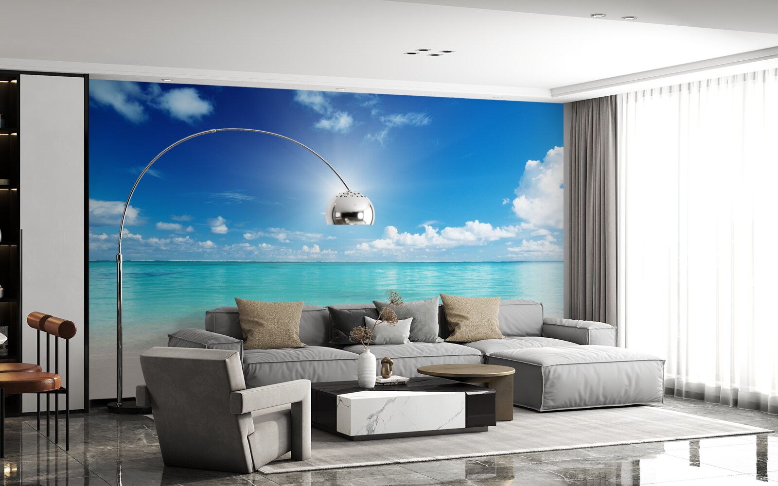 Фотошпалери спокійна вода біля піщаного берега