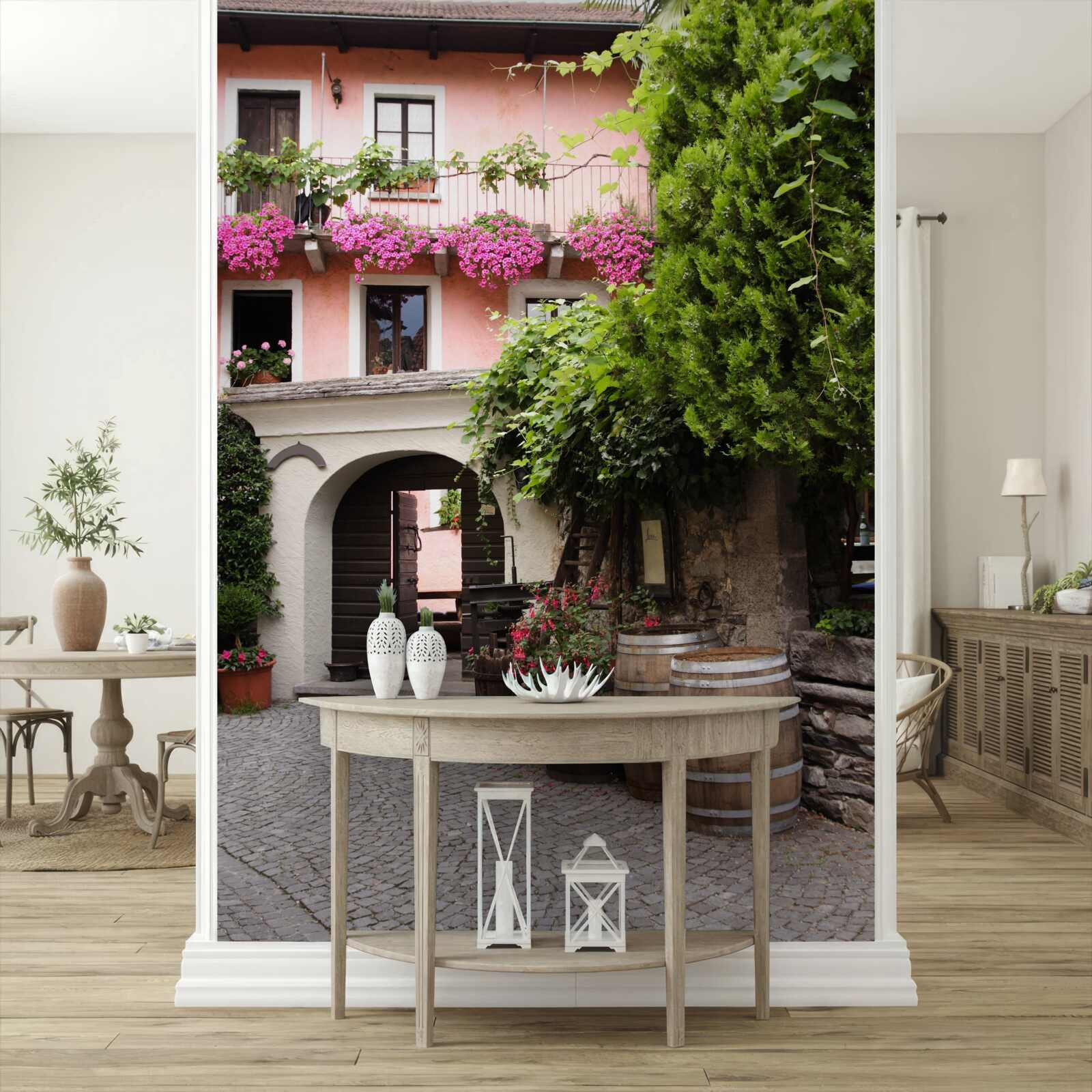 Фотошпалери рослинність з квітами біля сходів