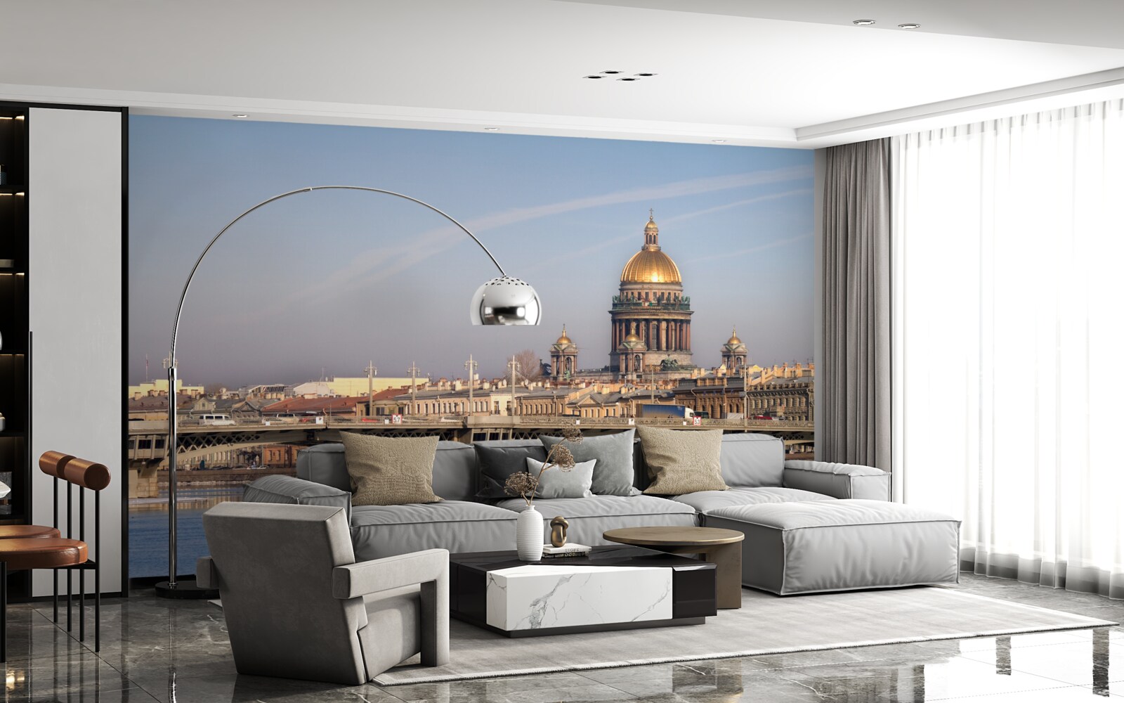 Фотошпалери купол церкви із золота на тлі міського пейзажу