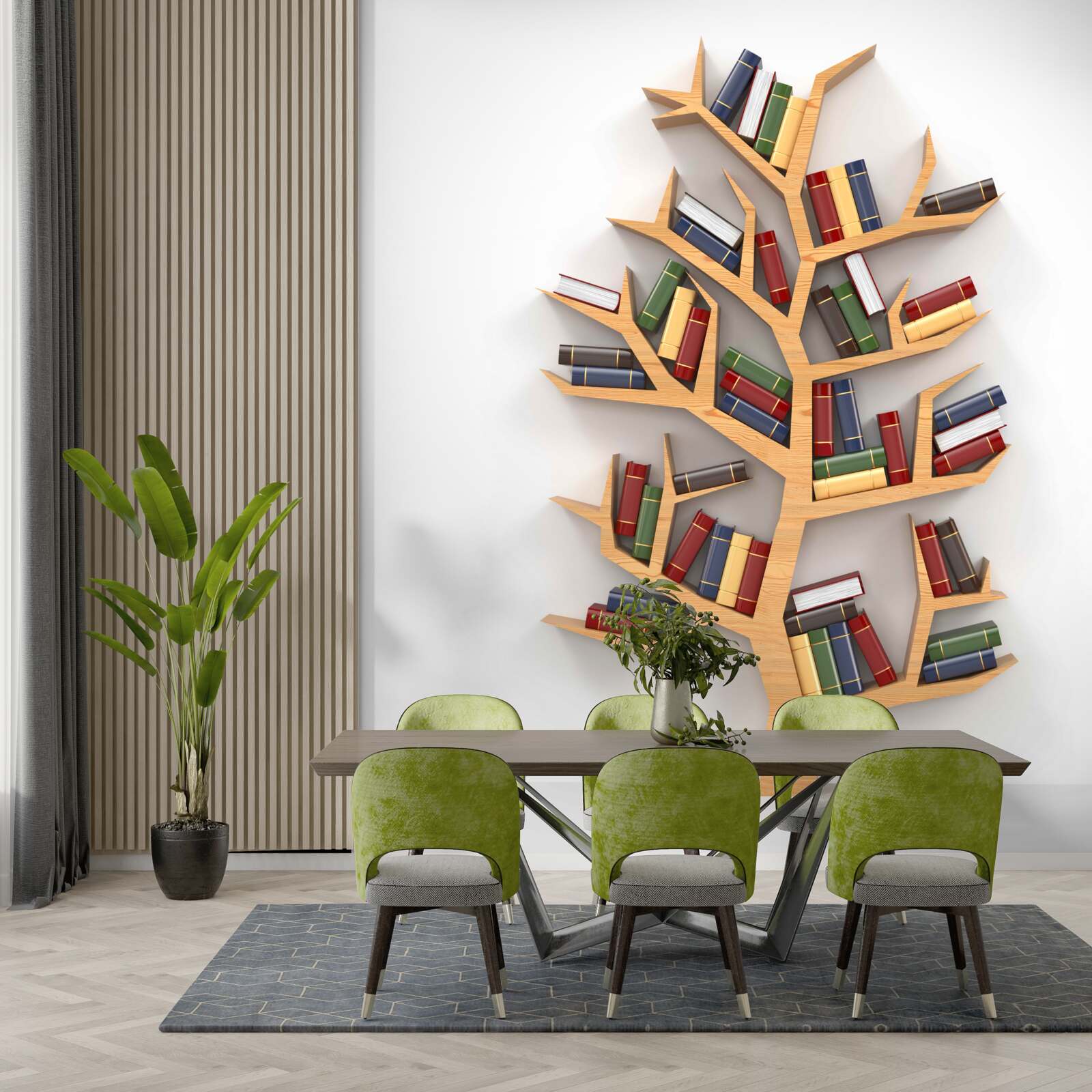 Фотошпалери дерев'яна книжкова полиця