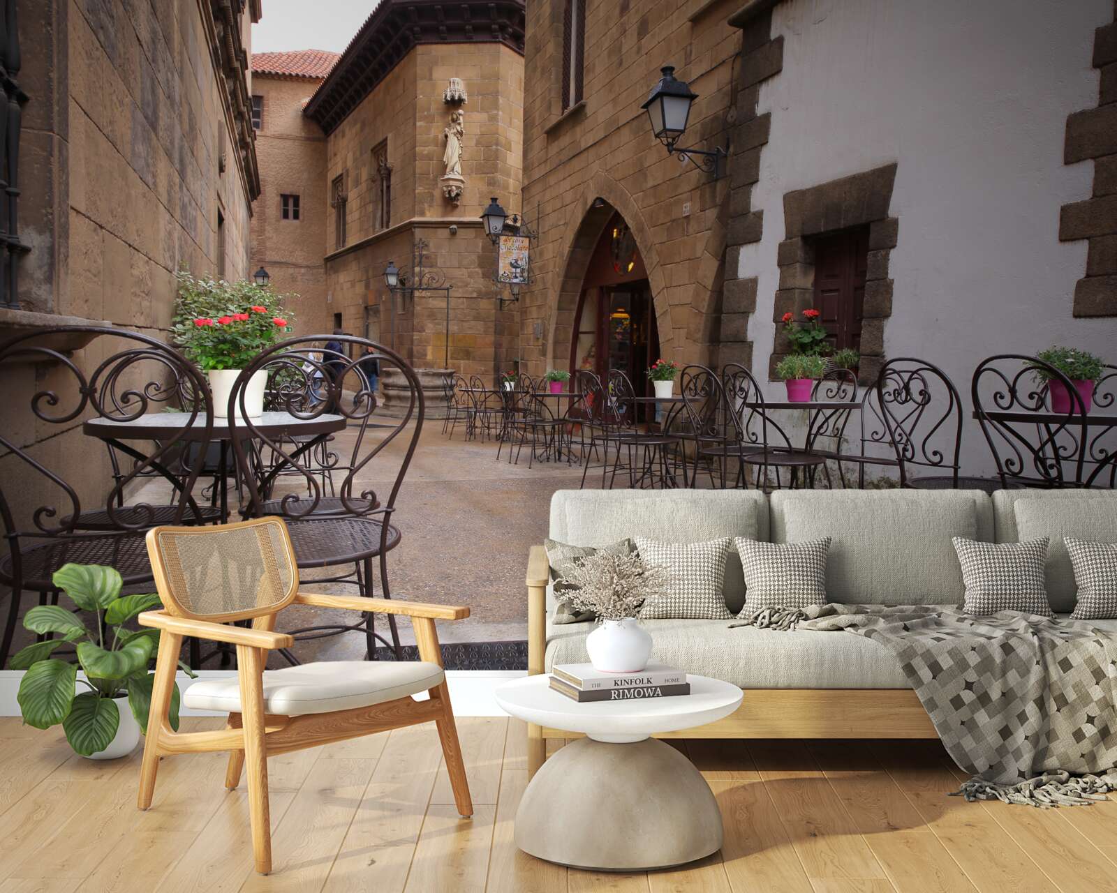 Фотошпалери столики на вузькій вулиці