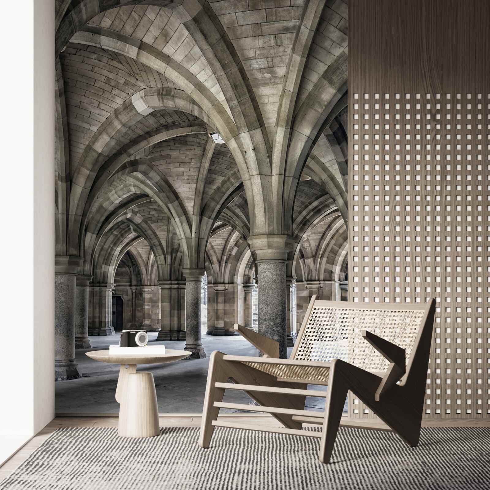 Фотошпалери високі арки з круглого каменю