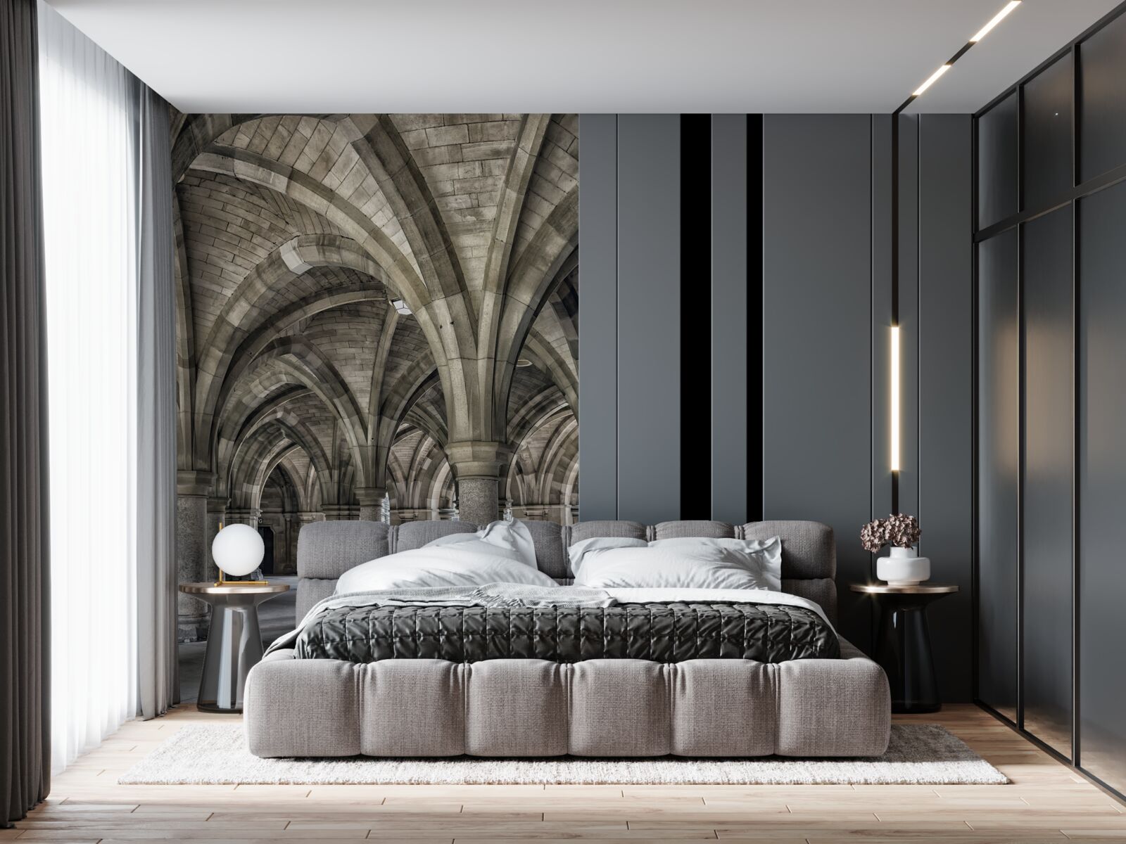 Фотошпалери високі арки з круглого каменю