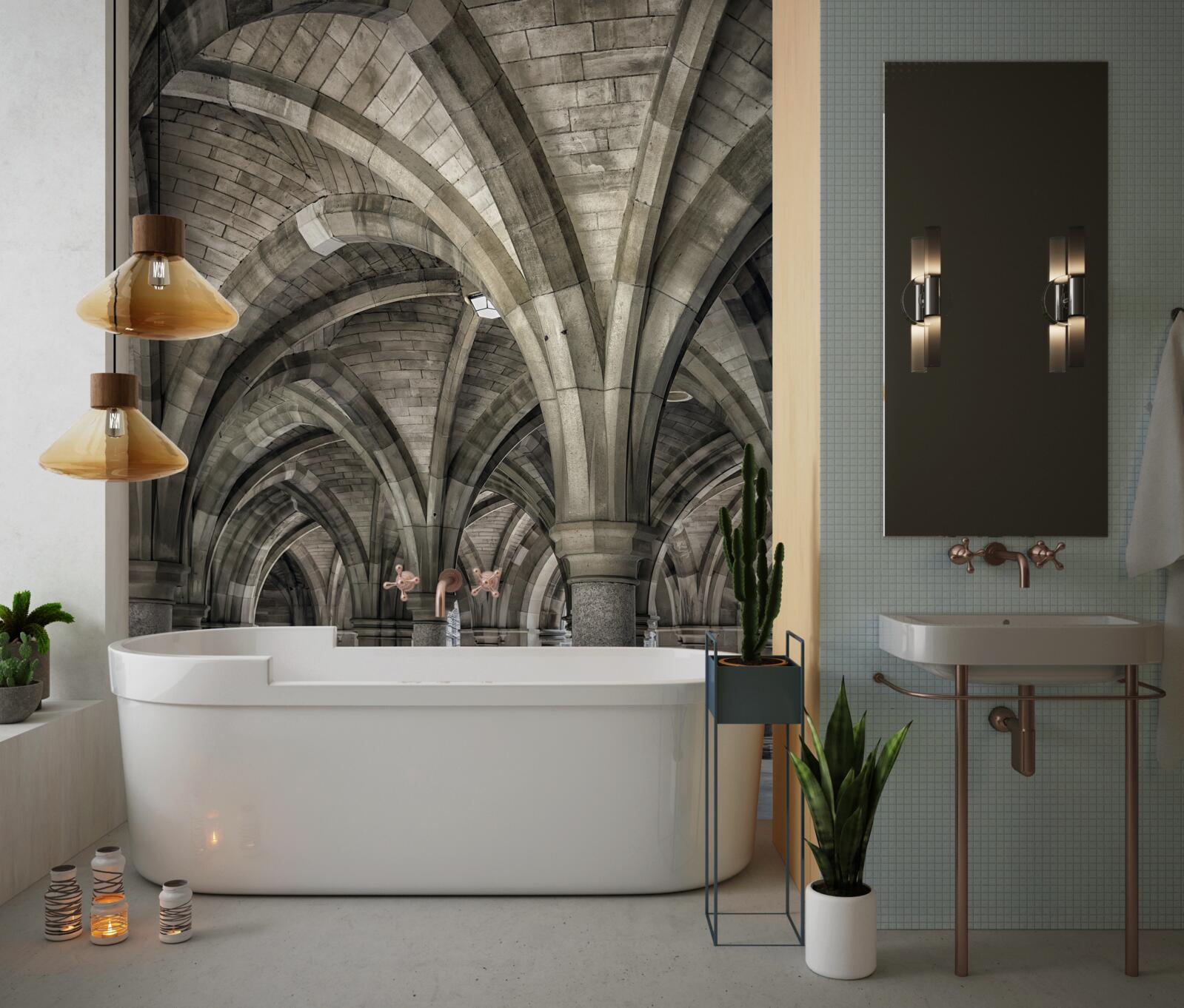 Фотошпалери високі арки з круглого каменю