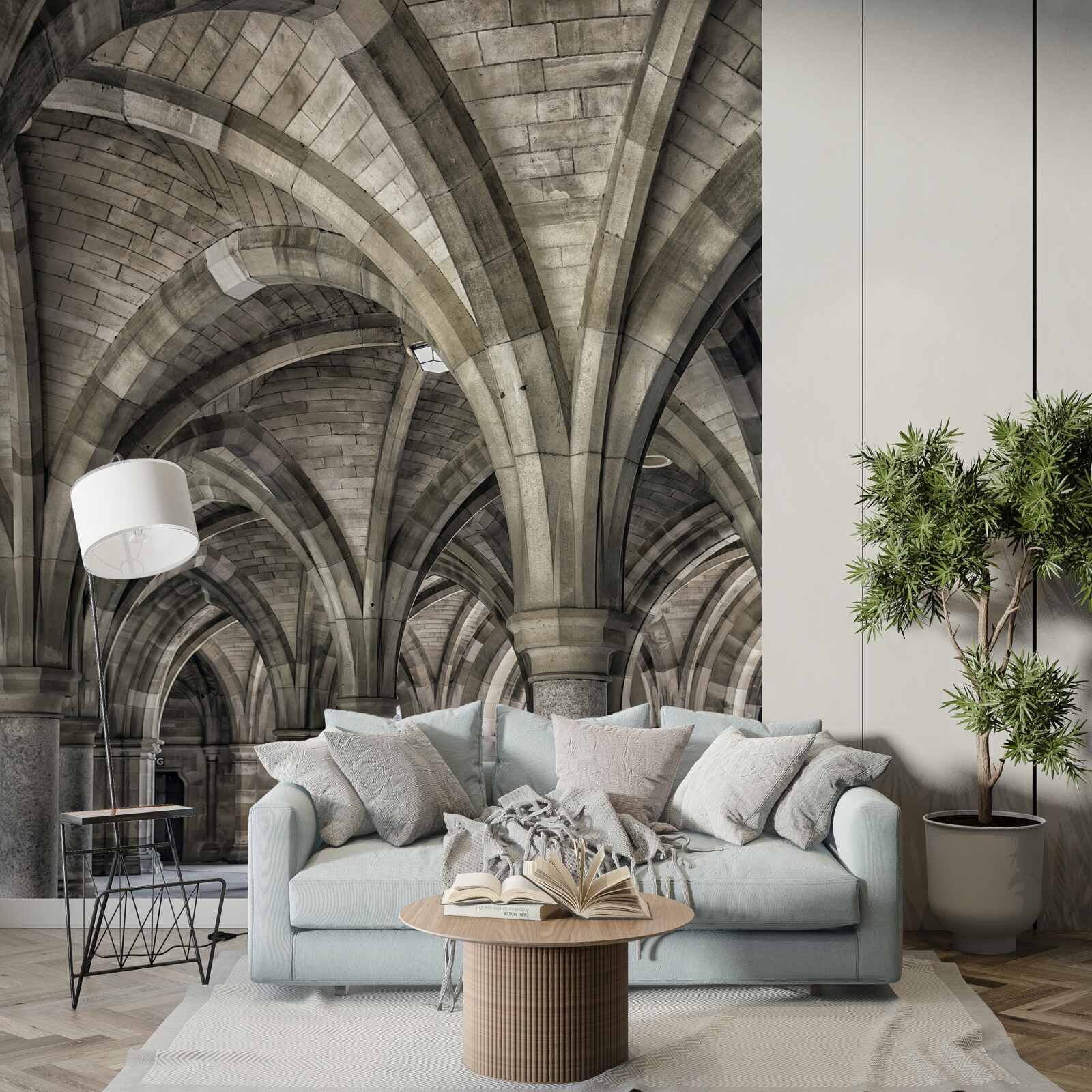 Фотошпалери високі арки з круглого каменю