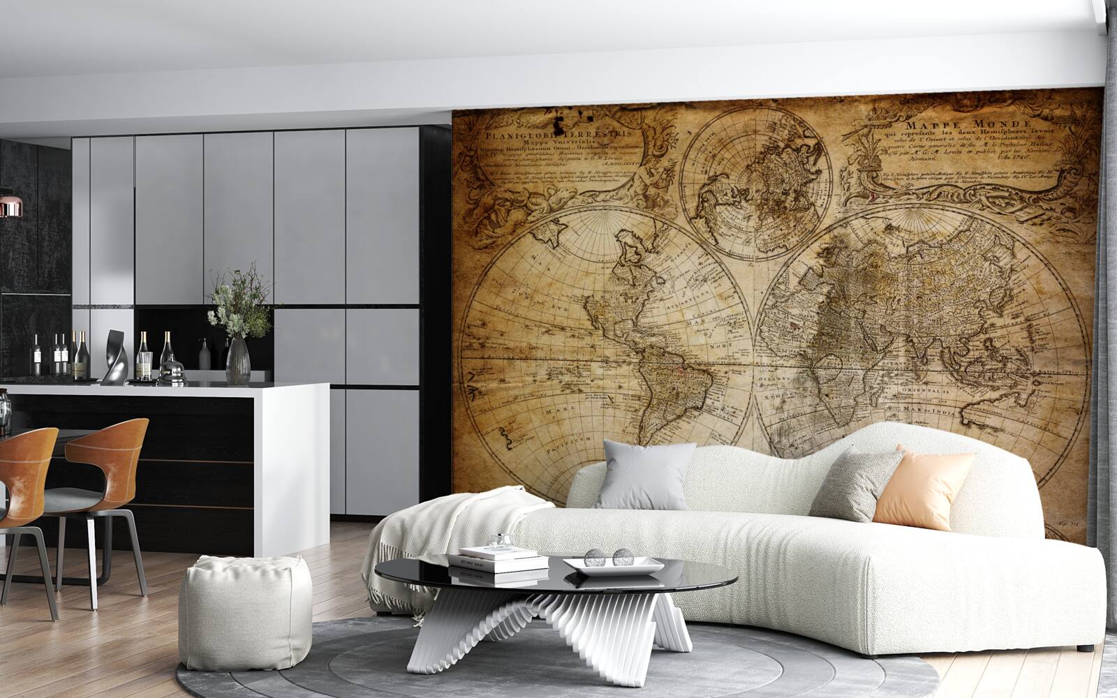 Фотошпалери старовинна карта з континентами та островами