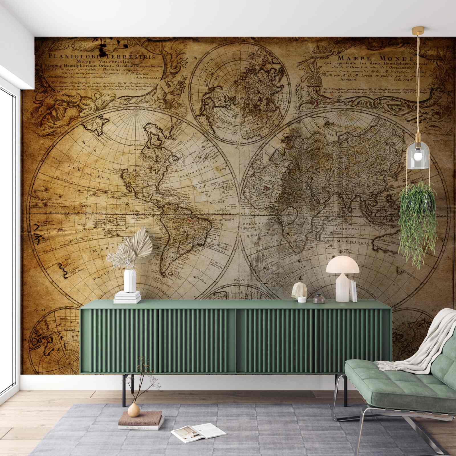 Фотошпалери старовинна карта з континентами та островами